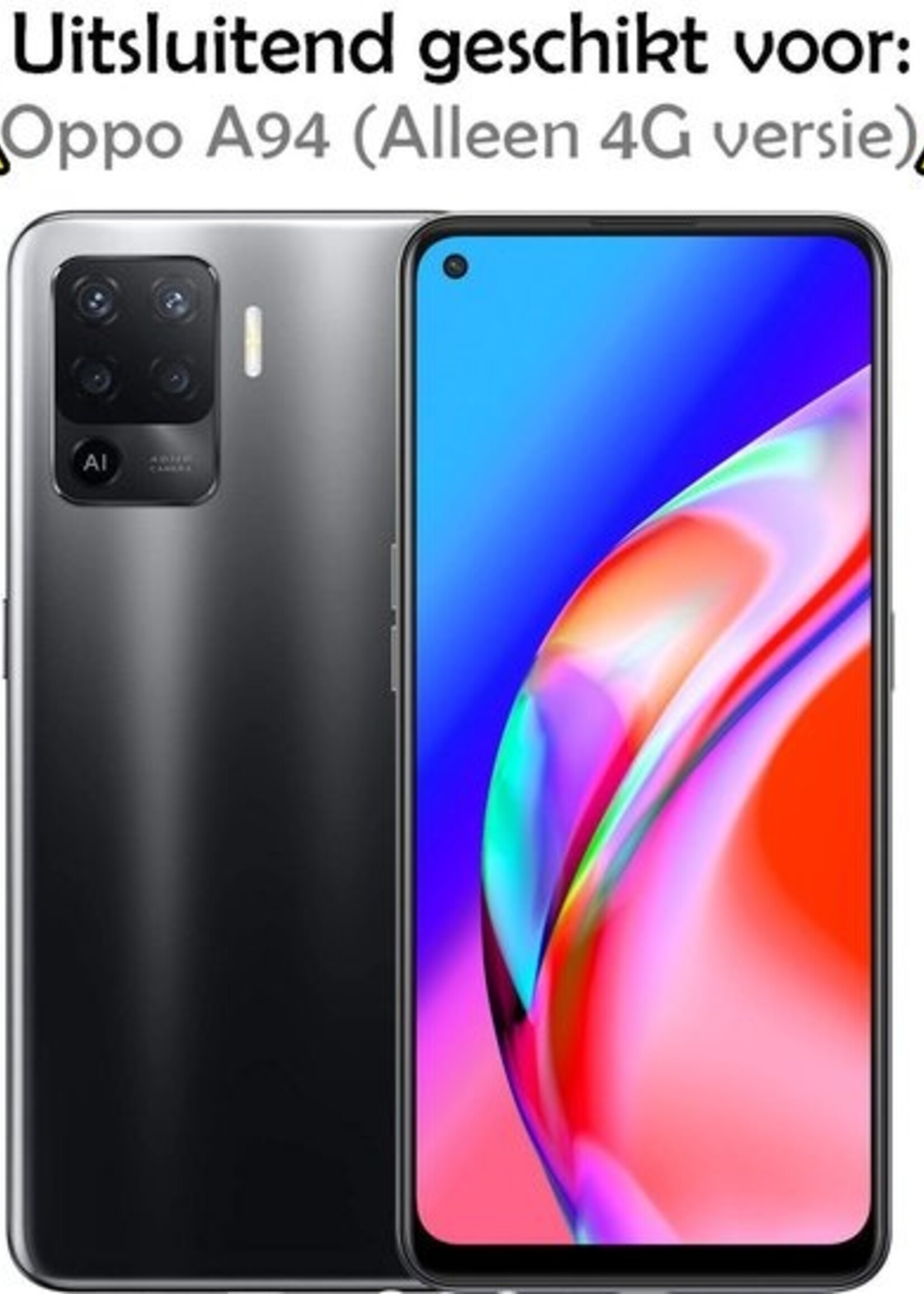 LUQ Hoesje Geschikt voor OPPO A94 Hoesje Siliconen Case Met Screenprotector - Hoes Geschikt voor OPPO A94 Hoes Siliconen - Transparant