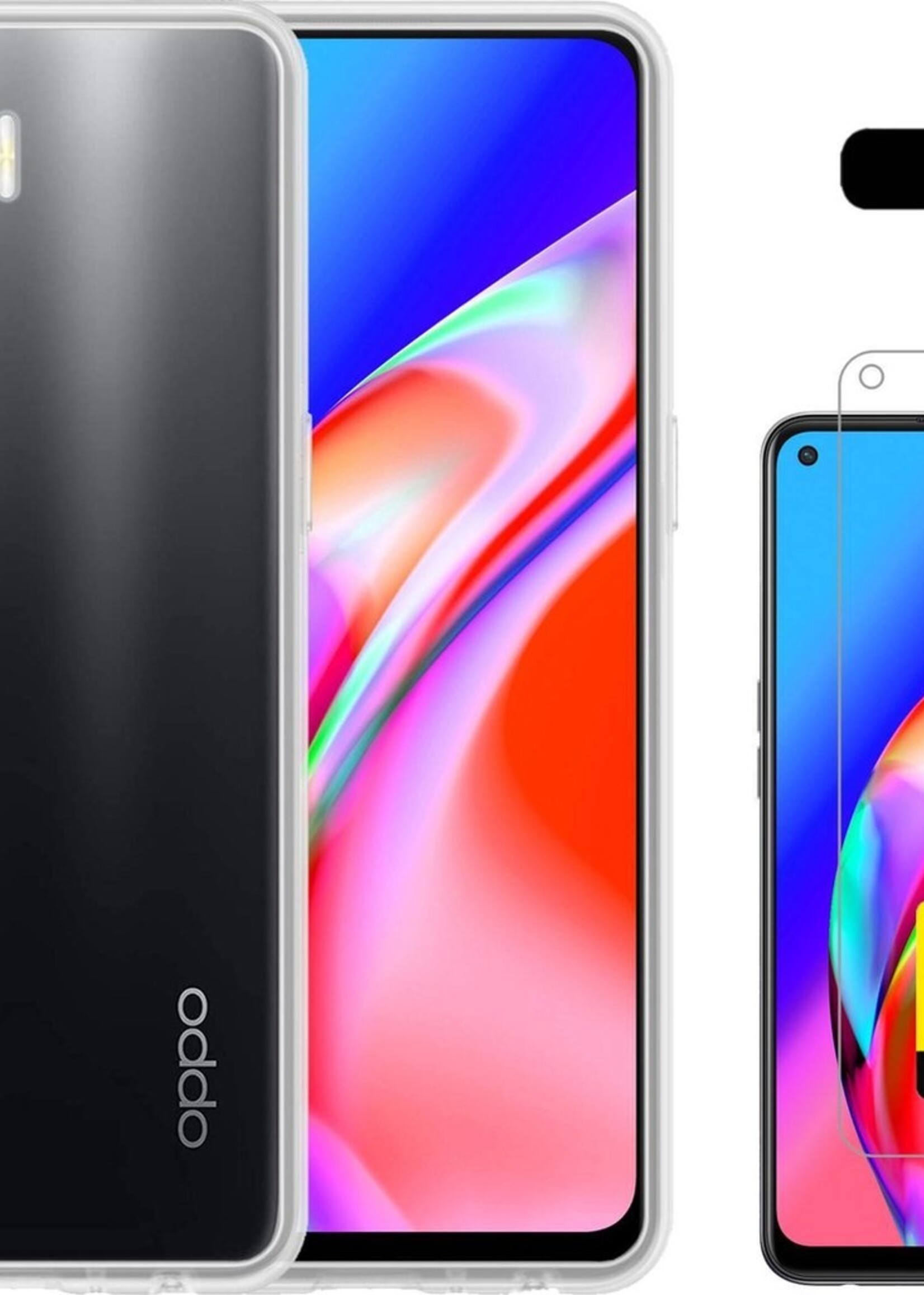 LUQ Hoesje Geschikt voor OPPO A94 Hoesje Siliconen Case Met 2x Screenprotector - Hoes Geschikt voor OPPO A94 Hoes Siliconen - Transparant