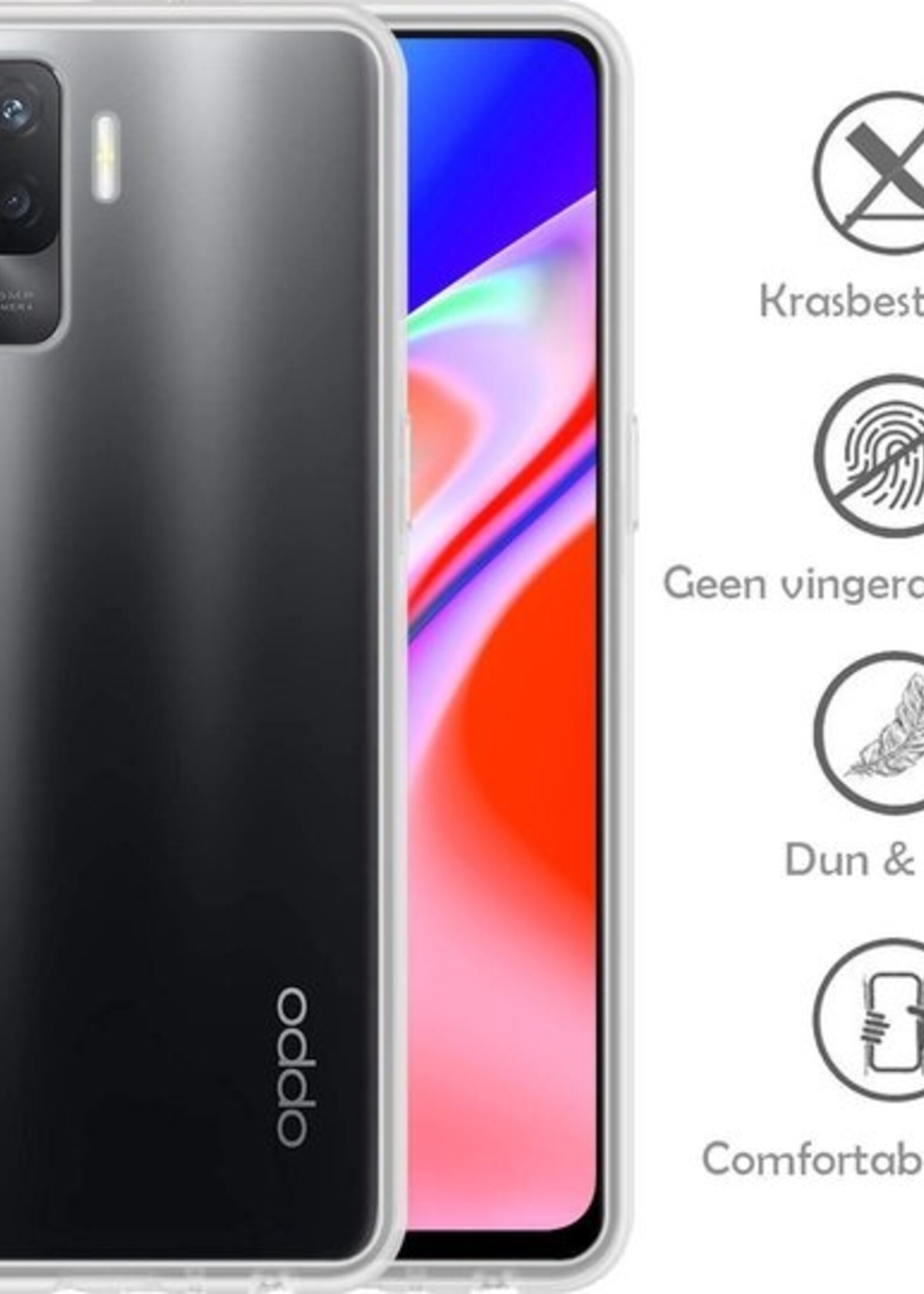 LUQ Hoesje Geschikt voor OPPO A94 Hoesje Siliconen Case Met 2x Screenprotector - Hoes Geschikt voor OPPO A94 Hoes Siliconen - Transparant