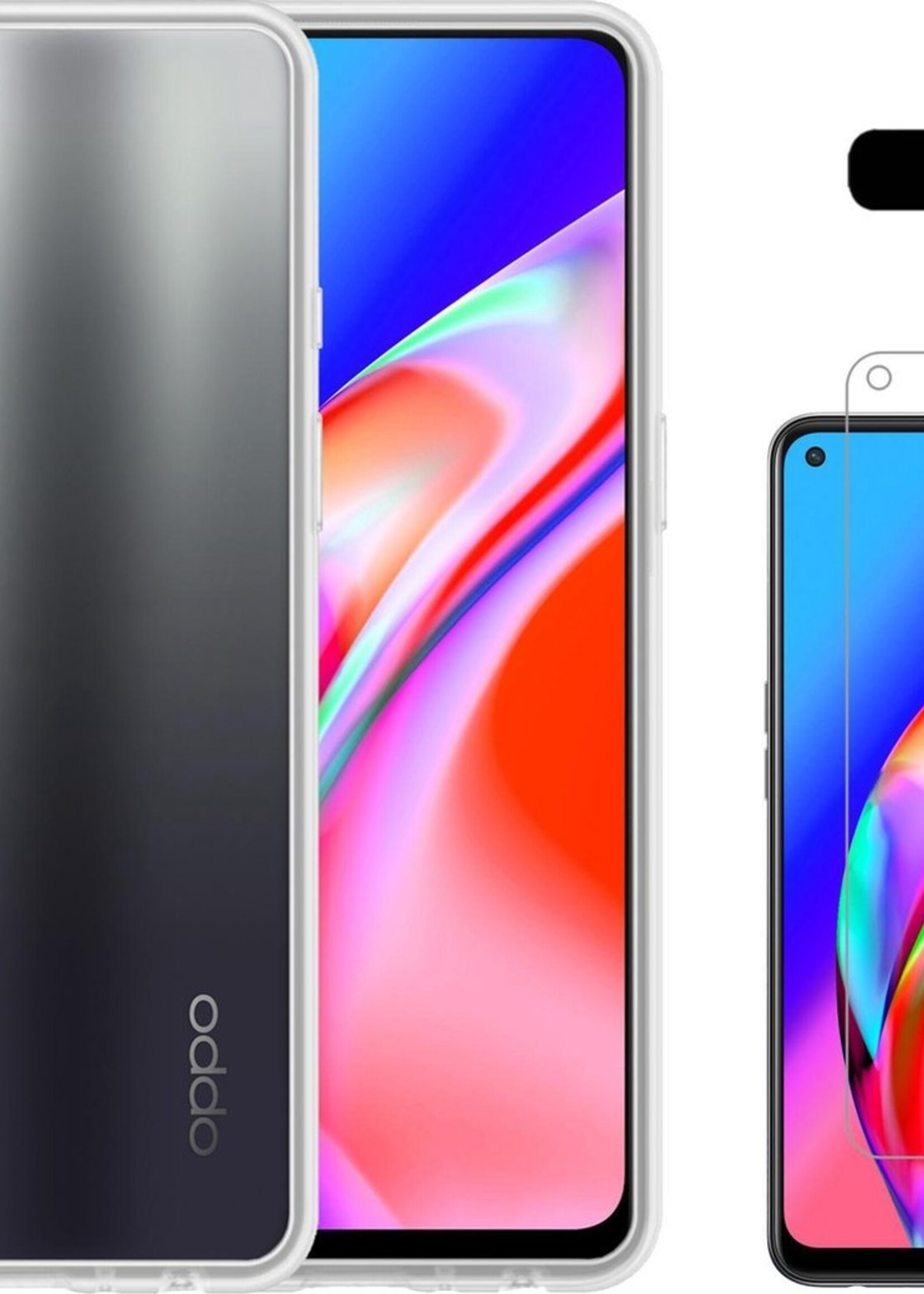 LUQ Hoesje Geschikt voor OPPO A94 5G Hoesje Siliconen Case Met Screenprotector - Hoes Geschikt voor OPPO A94 5G Hoes Siliconen - Transparant