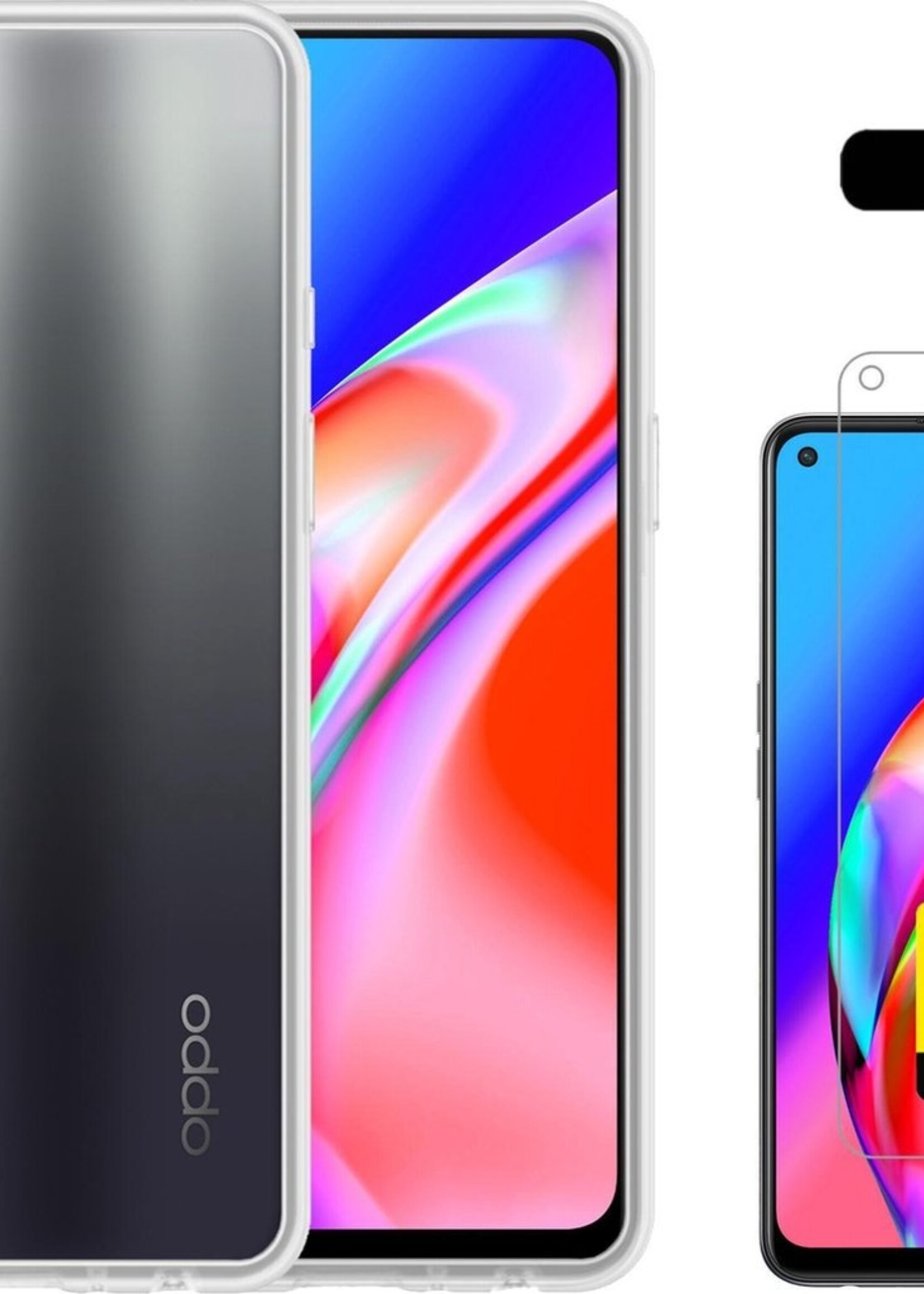 LUQ Hoesje Geschikt voor OPPO A94 5G Hoesje Siliconen Case Met 2x Screenprotector - Hoes Geschikt voor OPPO A94 5G Hoes Siliconen - Transparant