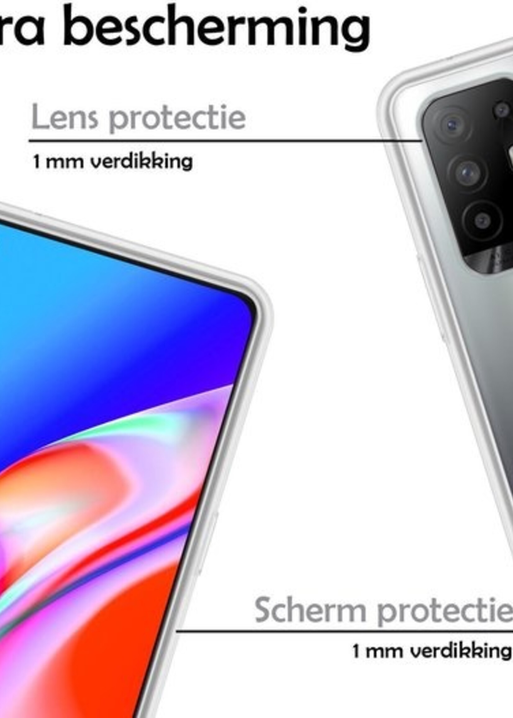 LUQ Hoesje Geschikt voor OPPO A94 5G Hoesje Siliconen Case Met 2x Screenprotector - Hoes Geschikt voor OPPO A94 5G Hoes Siliconen - Transparant