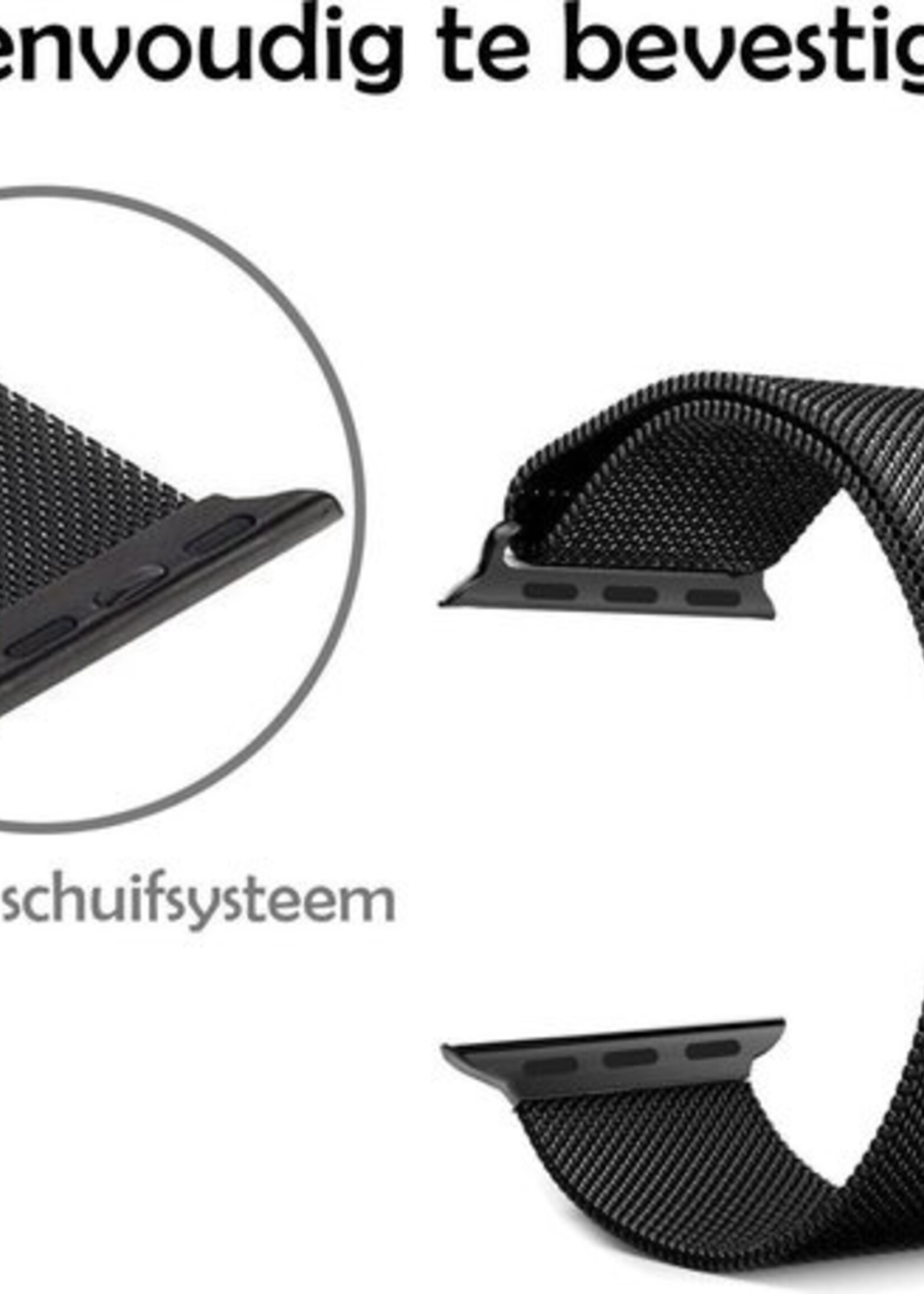 LUQ Bandje Geschikt voor Apple Watch 38/40/41 mm Bandje Milanees - Horlogebandje Geschikt voor Apple Watch 1-8 / SE (38/40/41 mm) Milanese Horlogeband Met Magneetsluiting - Zwart