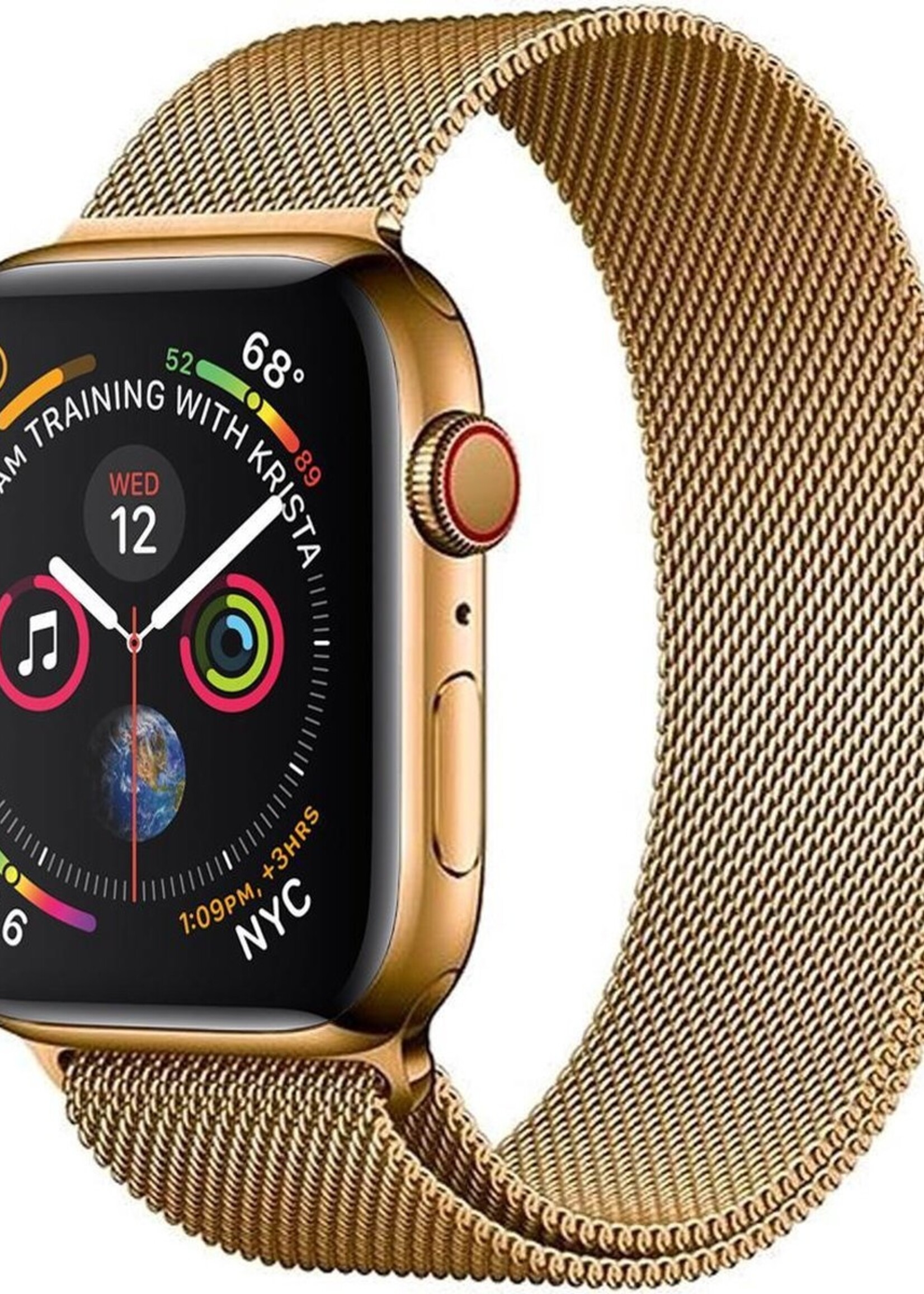 LUQ Bandje Geschikt voor Apple Watch 38/40/41 mm Bandje Milanees - Horlogebandje Geschikt voor Apple Watch 1-8 / SE (38/40/41 mm) Milanese Horlogeband Met Magneetsluiting - Goud