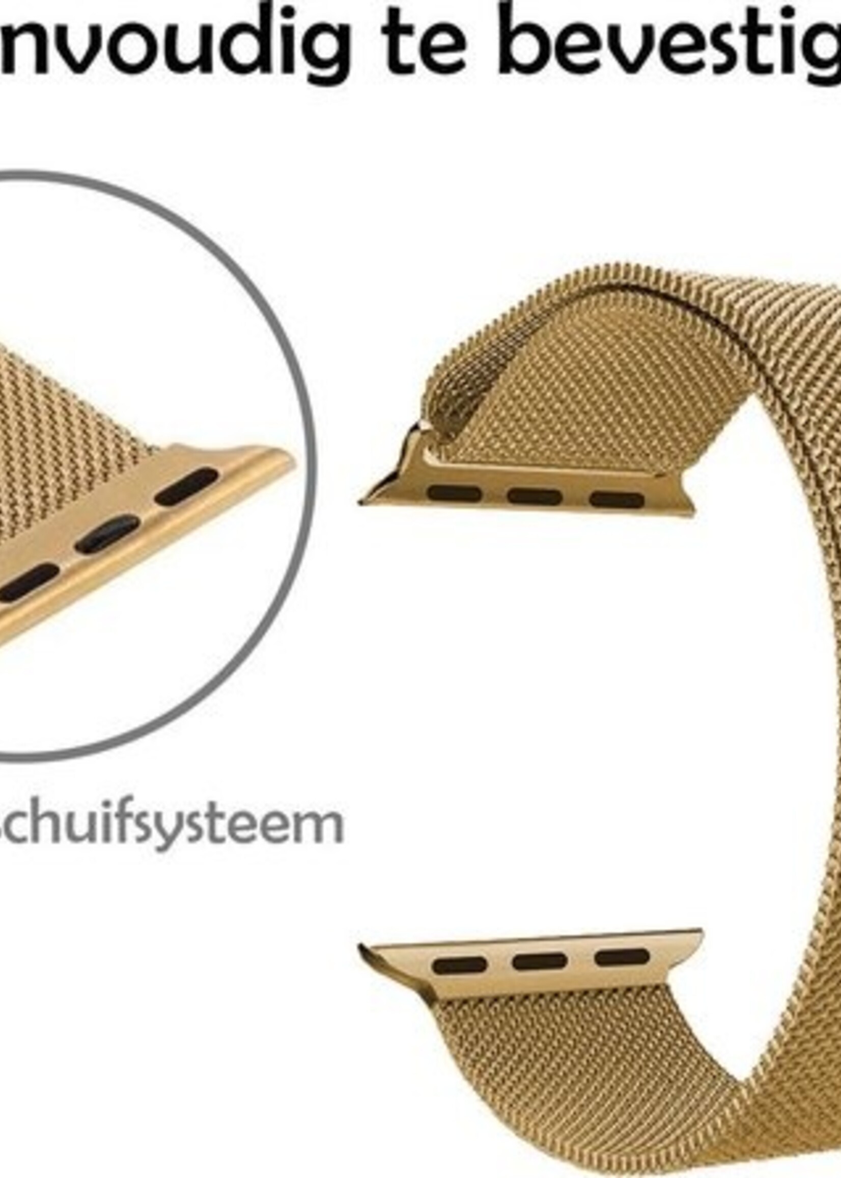 LUQ Bandje Geschikt voor Apple Watch 38/40/41 mm Bandje Milanees - Horlogebandje Geschikt voor Apple Watch 1-8 / SE (38/40/41 mm) Milanese Horlogeband Met Magneetsluiting - Goud