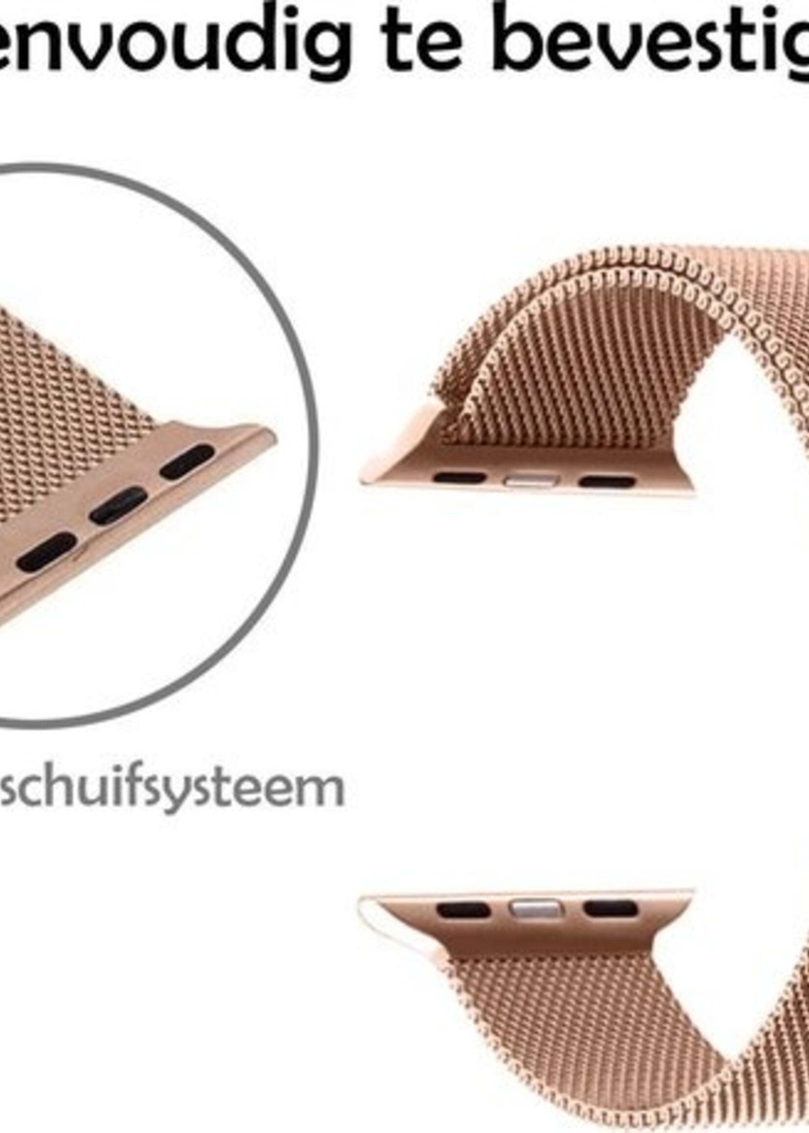 LUQ Bandje Geschikt voor Apple Watch 38/40/41 mm Bandje Milanees - Horlogebandje Geschikt voor Apple Watch 1-8 / SE (38/40/41 mm) Milanese Horlogeband Met Magneetsluiting - Rose Goud
