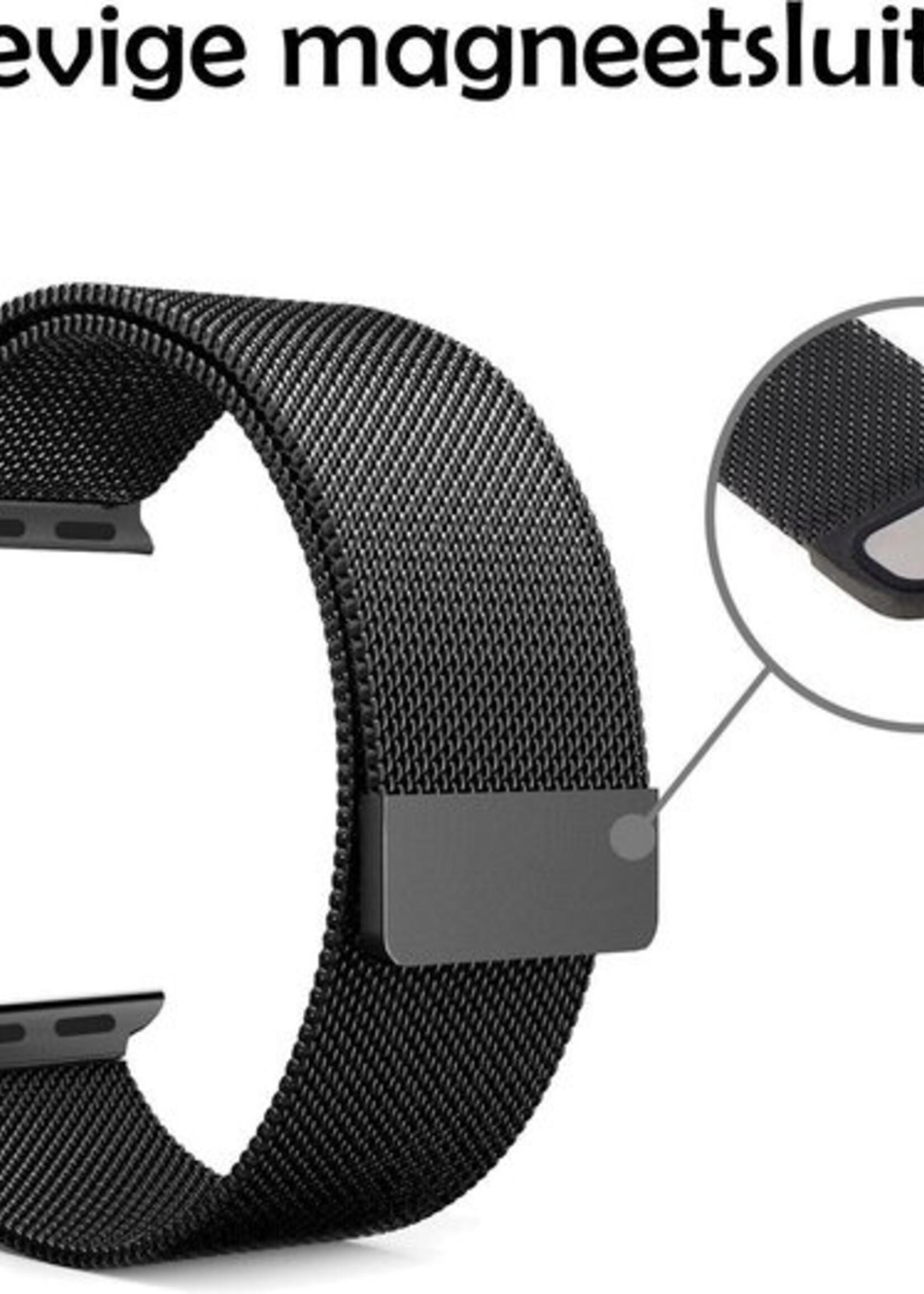 LUQ Bandje Geschikt voor Apple Watch 38/40/41 mm Bandje Milanees - Horlogebandje Geschikt voor Apple Watch 1-8 / SE (38/40/41 mm) Milanese Horlogeband Met Magneetsluiting - Zwart & Rose Goud