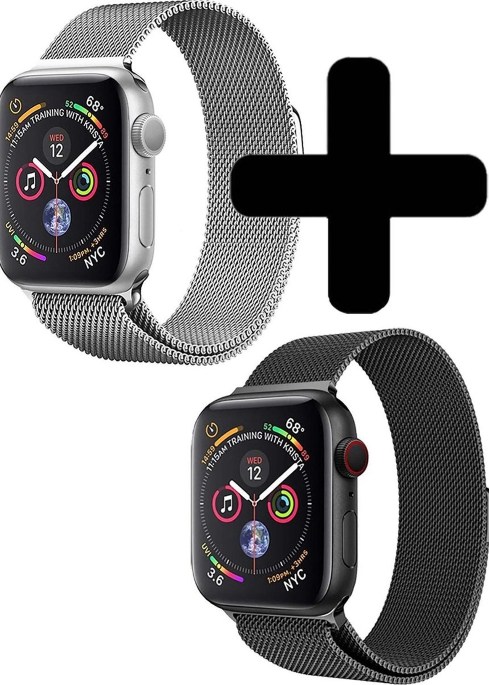 LUQ Bandje Geschikt voor Apple Watch 38/40/41 mm Bandje Milanees - Horlogebandje Geschikt voor Apple Watch 1-8 / SE (38/40/41 mm) Milanese Horlogeband Met Magneetsluiting - Zwart & Zilver