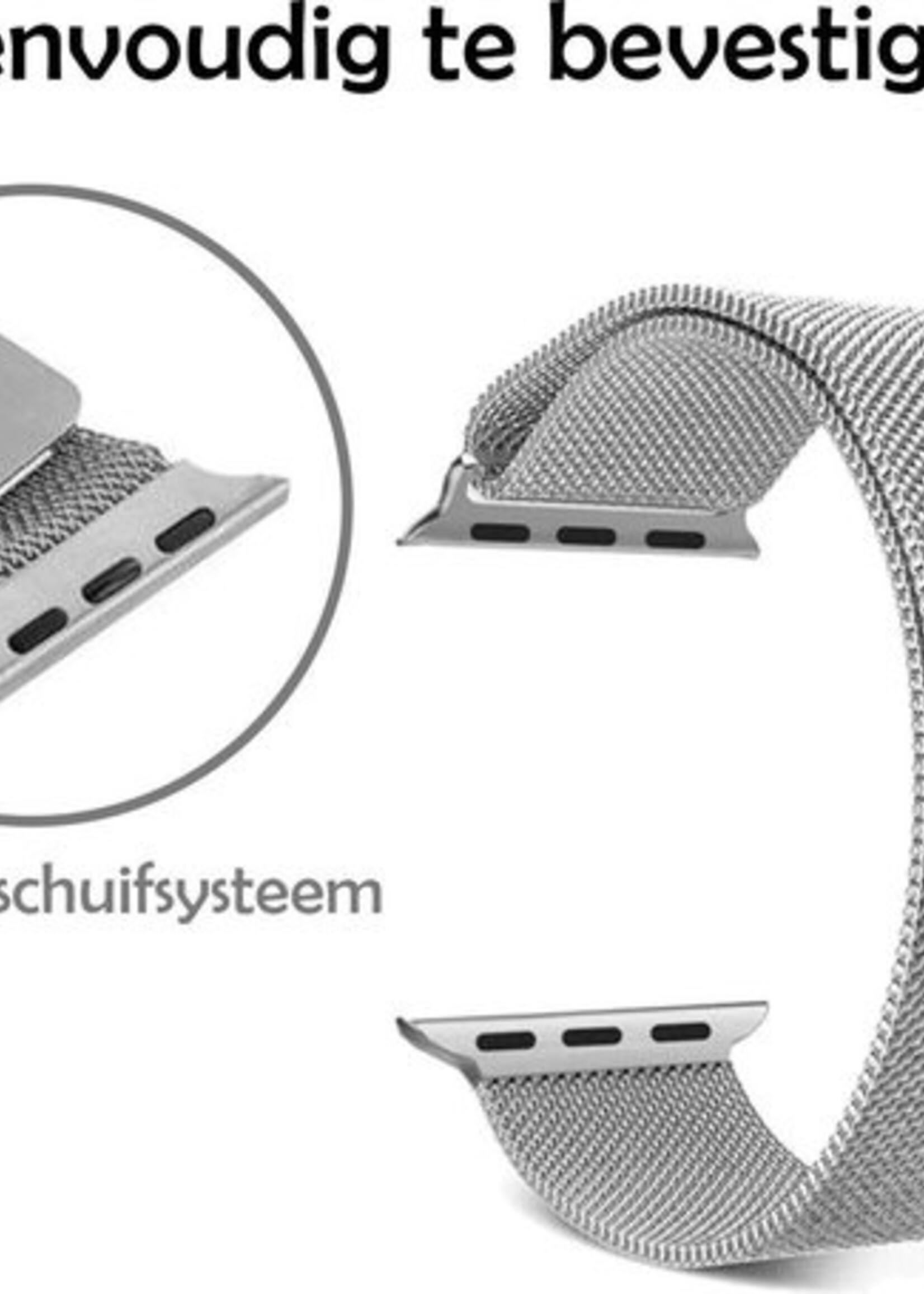 LUQ Bandje Geschikt voor Apple Watch 38/40/41 mm Bandje Milanees - Horlogebandje Geschikt voor Apple Watch 1-8 / SE (38/40/41 mm) Milanese Horlogeband Met Magneetsluiting - Zilver & Rose Goud