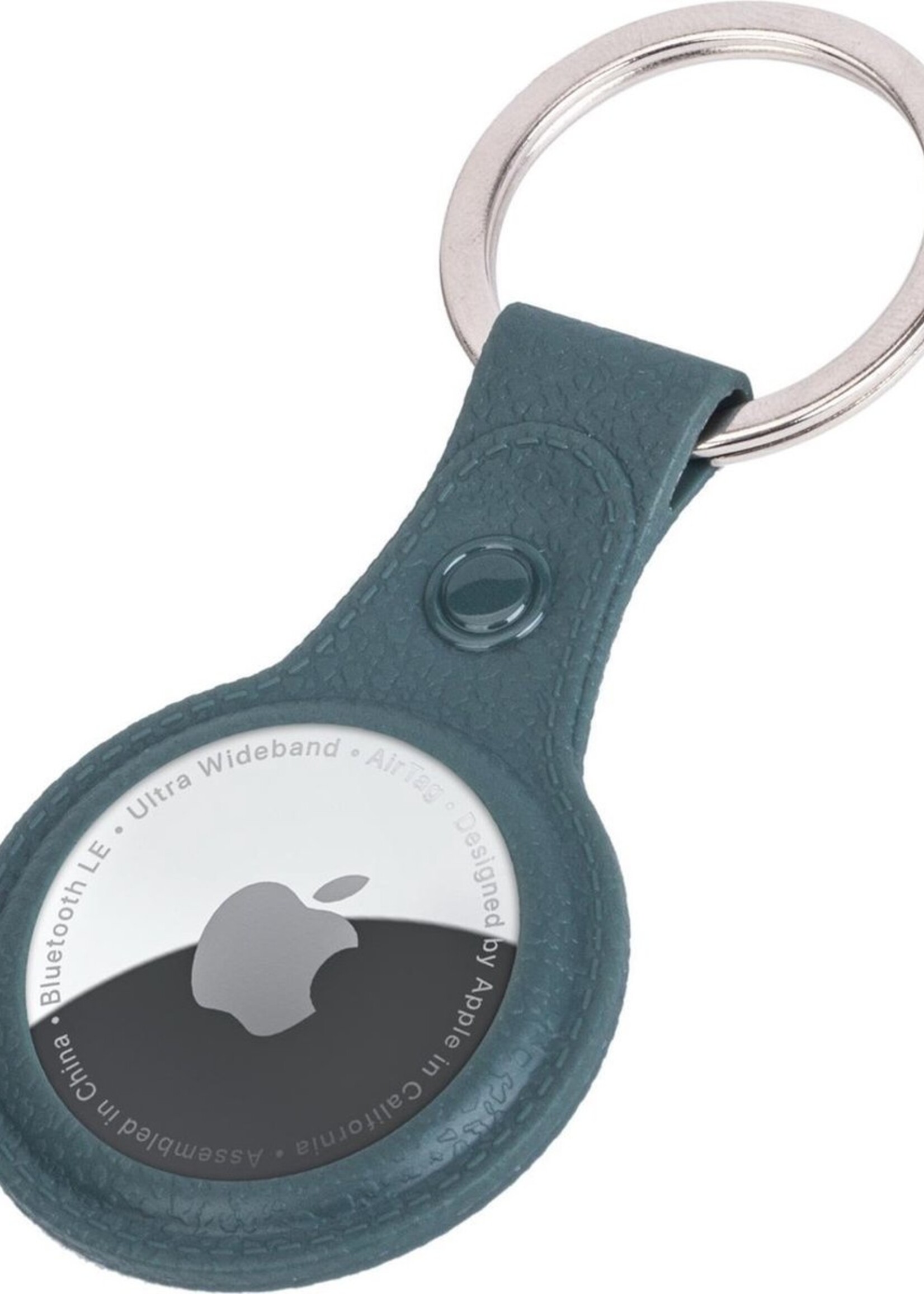 LUQ Hoesje Geschikt voor Apple AirTag Sleutelhanger Hoes - Hoesje Geschikt voor Apple AirTag Hoesje Hanger Case Leder Look Sleutelhanger - Donkergroen
