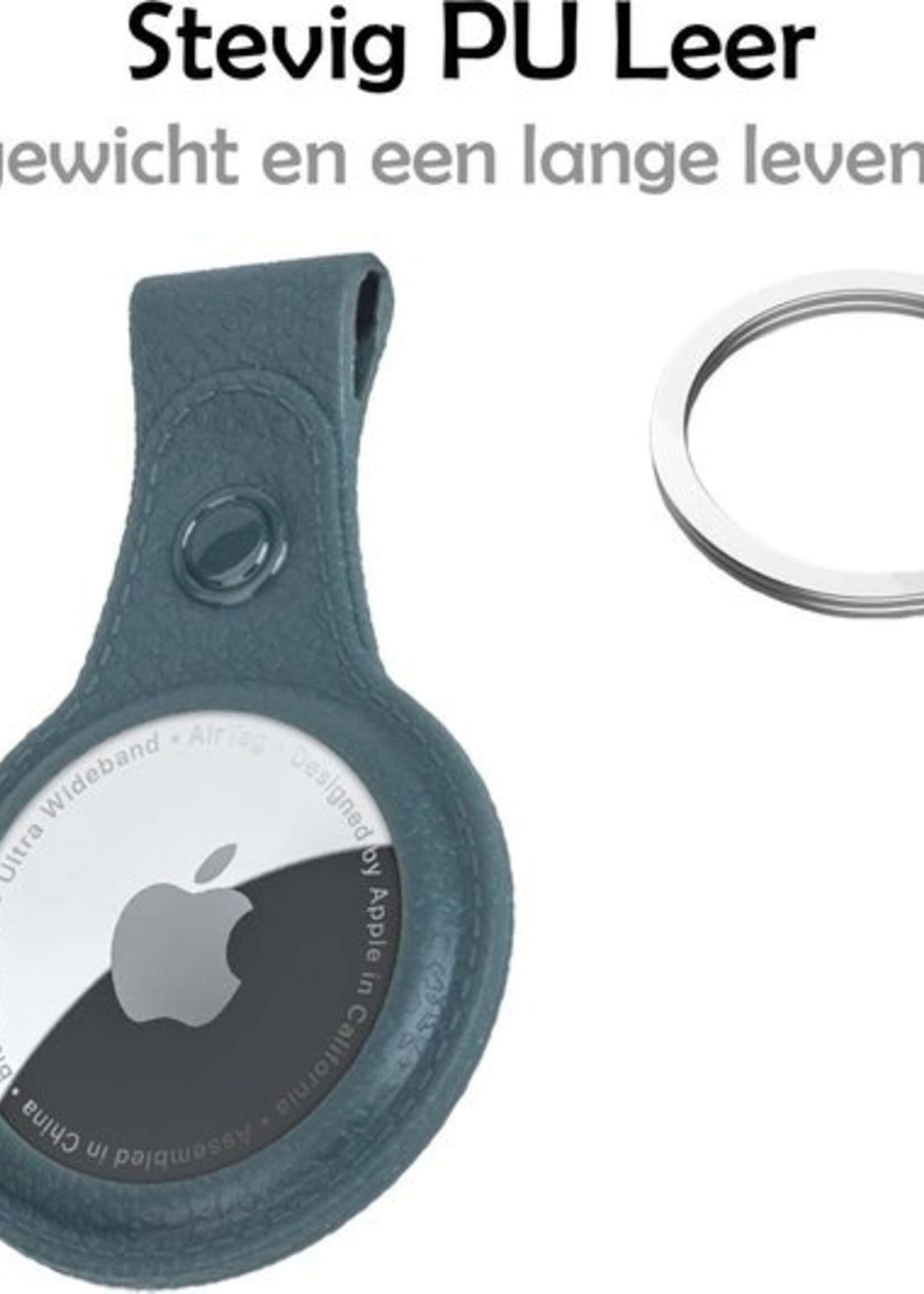 LUQ Hoesje Geschikt voor Apple AirTag Sleutelhanger Hoes - Hoesje Geschikt voor Apple AirTag Hoesje Hanger Case Leder Look Sleutelhanger - Donkergroen