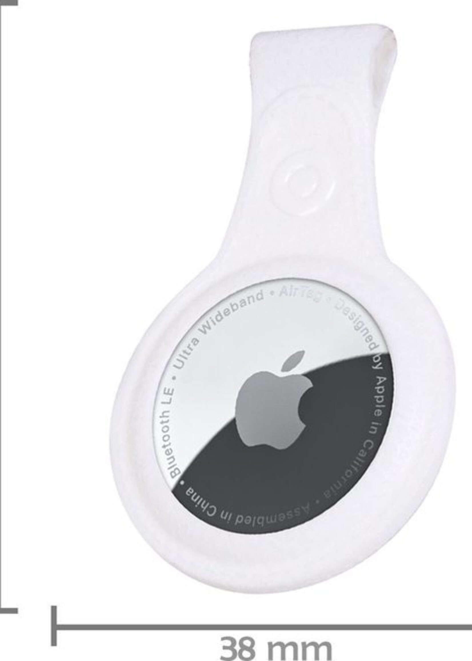 LUQ Hoesje Geschikt voor Apple AirTag Sleutelhanger Hoes - Hoesje Geschikt voor Apple AirTag Hoesje Hanger Case Leder Look Sleutelhanger - Wit - 2 Stuks