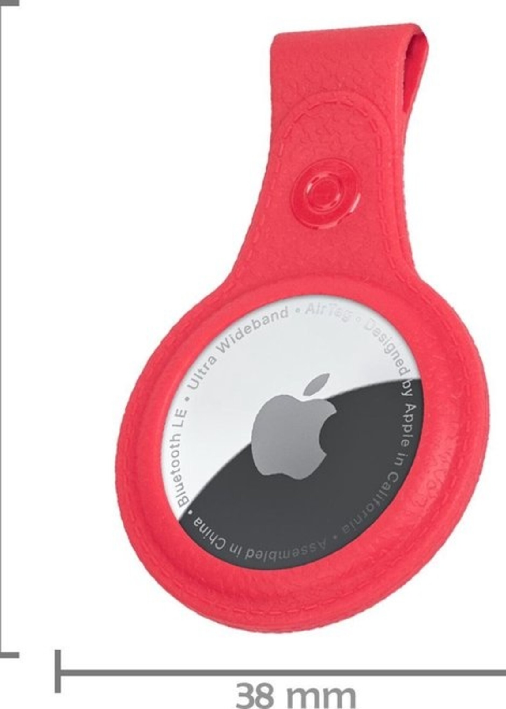 LUQ Hoesje Geschikt voor Apple AirTag Sleutelhanger Hoes - Hoesje Geschikt voor Apple AirTag Hoesje Hanger Case Leder Look Sleutelhanger - Rood - 2 Stuks