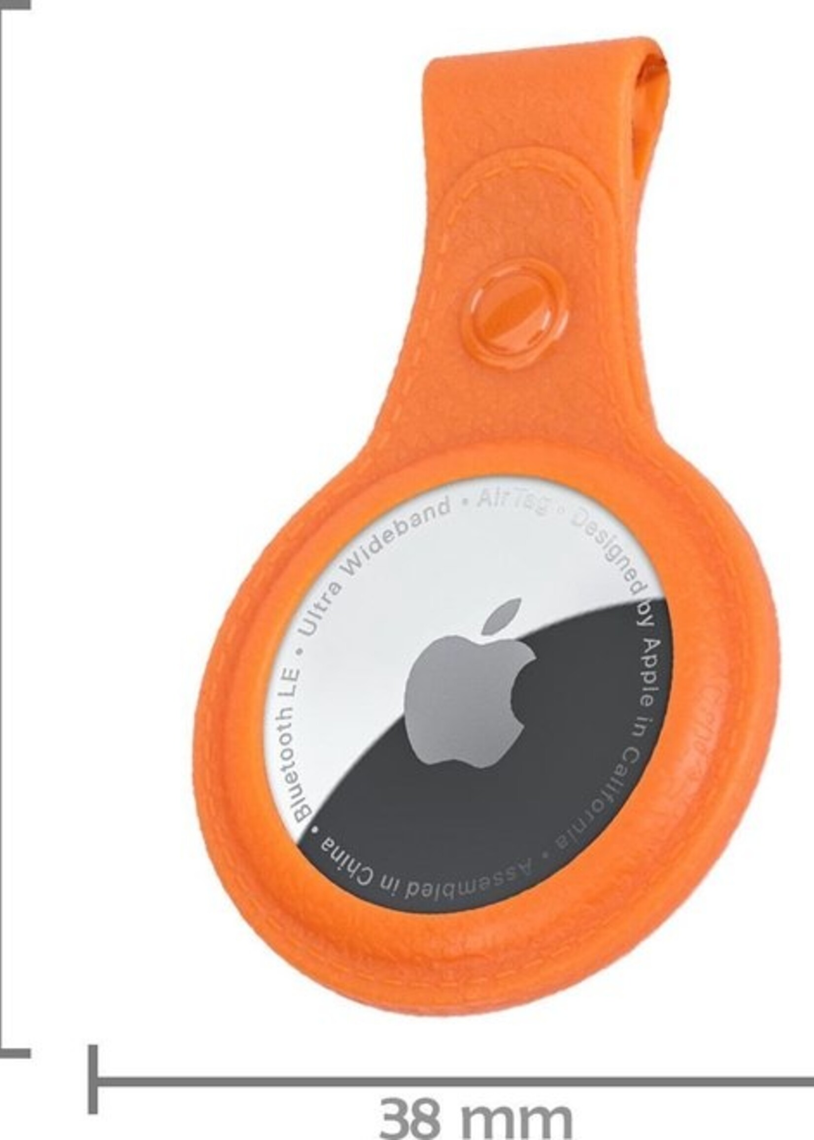 LUQ Hoesje Geschikt voor Apple AirTag Sleutelhanger Hoes - Hoesje Geschikt voor Apple AirTag Hoesje Hanger Case Leder Look Sleutelhanger - Oranje - 2 Stuks