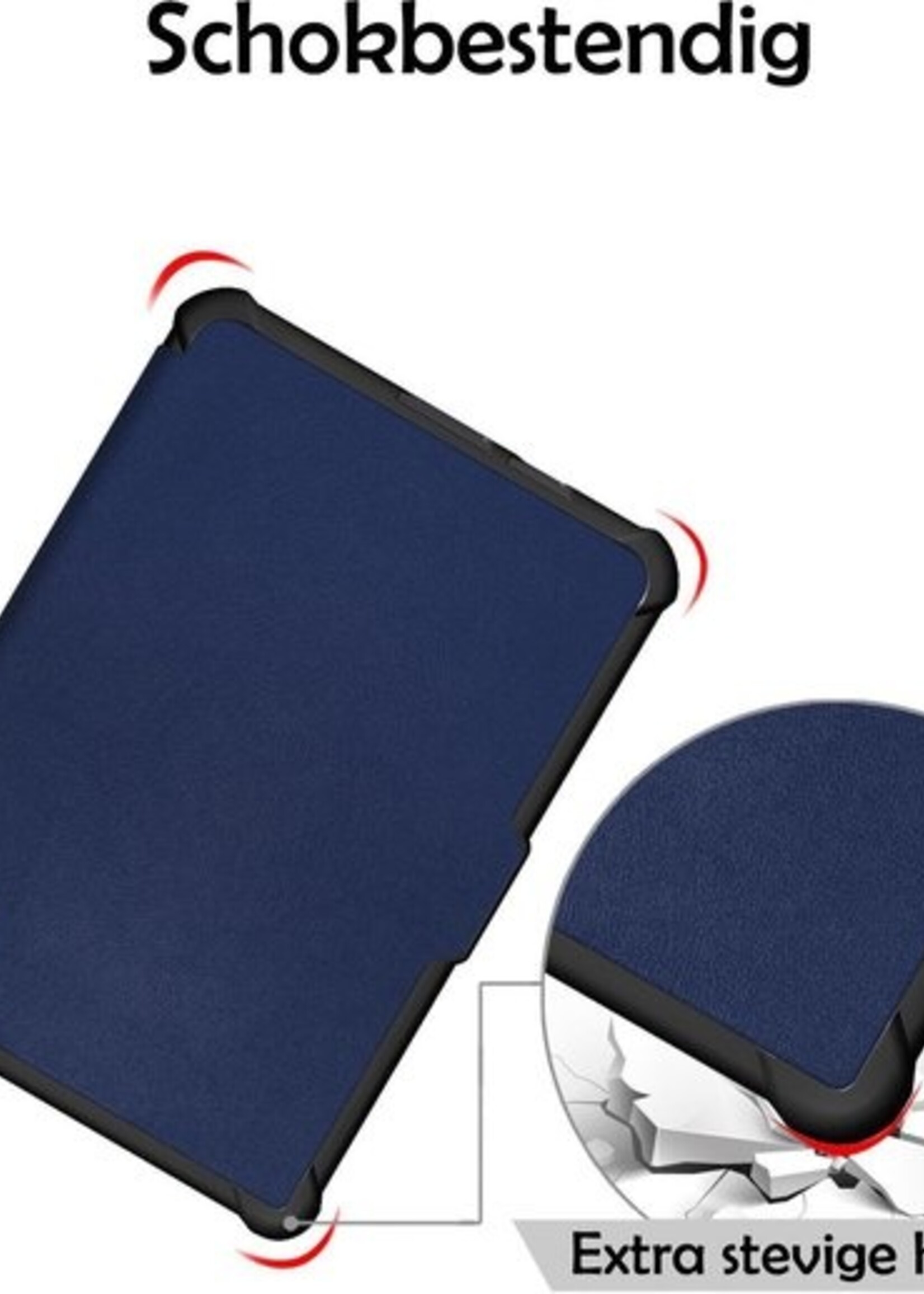 LUQ Hoesje Geschikt voor Kobo Libra H2O Hoes Bescherm Hoesje Case Luxe Sleep Cover - Donkerblauw