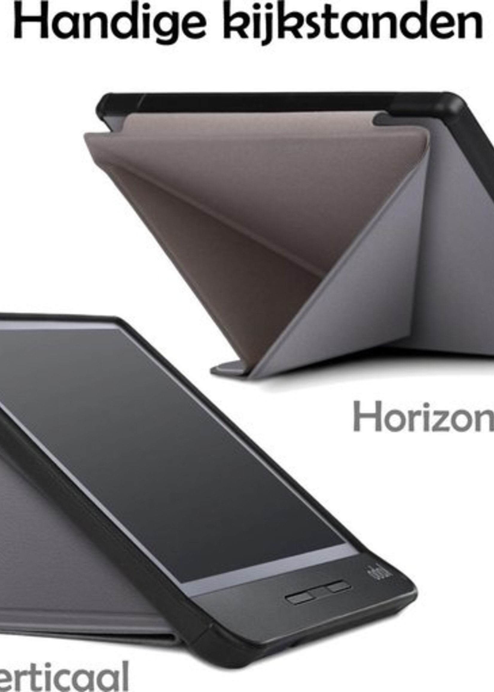 LUQ Hoesje Geschikt voor Kobo Libra H2O Hoes Bescherm Hoesje Case Luxe Sleep Cover - Grijs