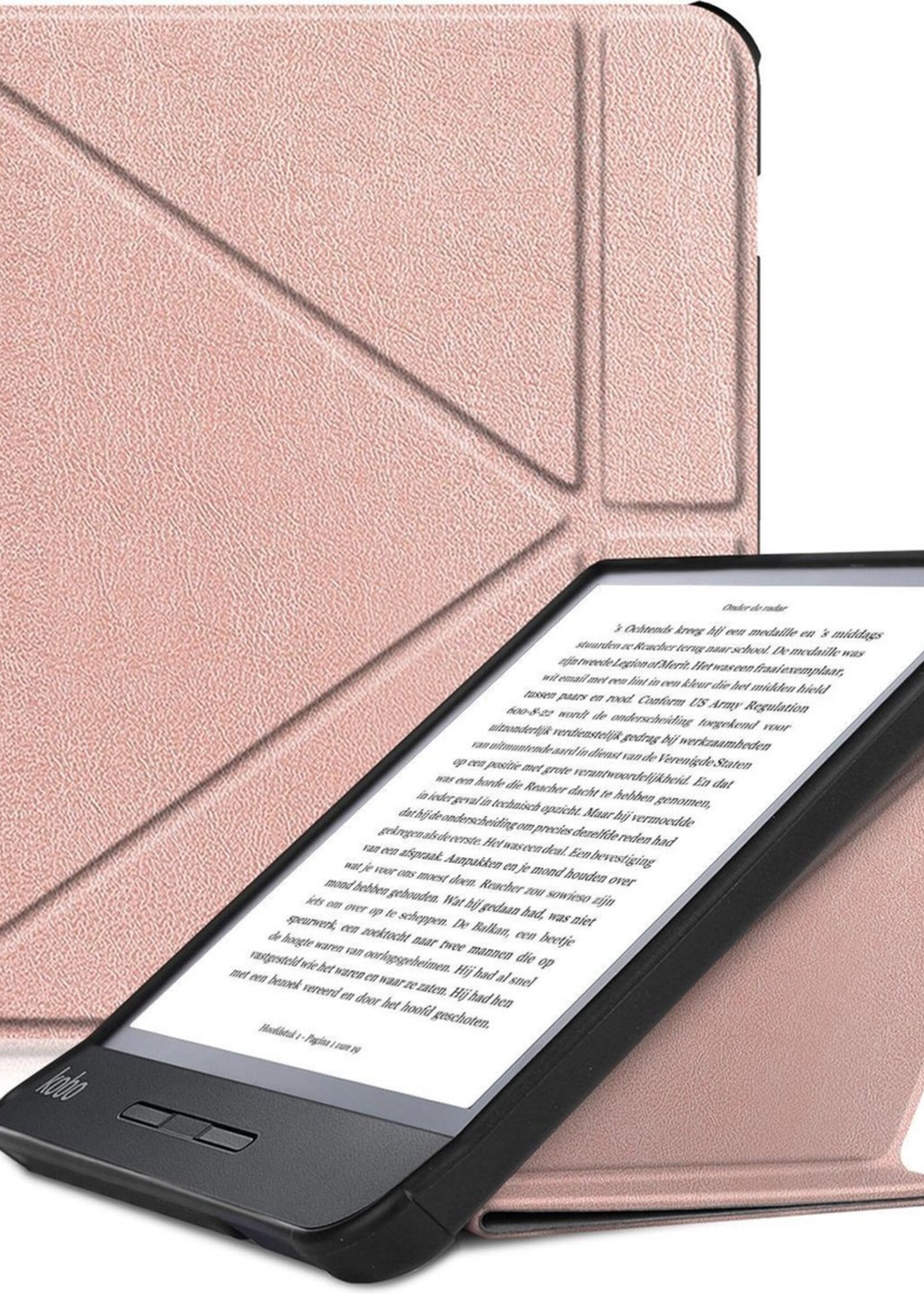 LUQ Hoesje Geschikt voor Kobo Libra H2O Hoes Bescherm Hoesje Case Luxe Sleep Cover - Rosé Goud