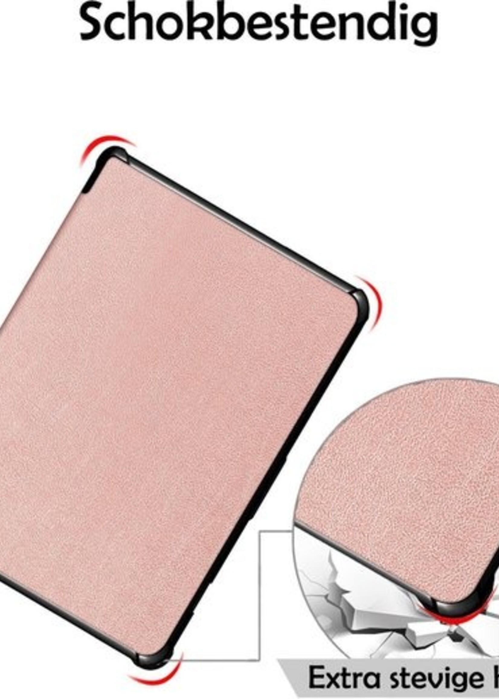 LUQ Hoesje Geschikt voor Kobo Libra H2O Hoes Bescherm Hoesje Case Luxe Sleep Cover - Rosé Goud