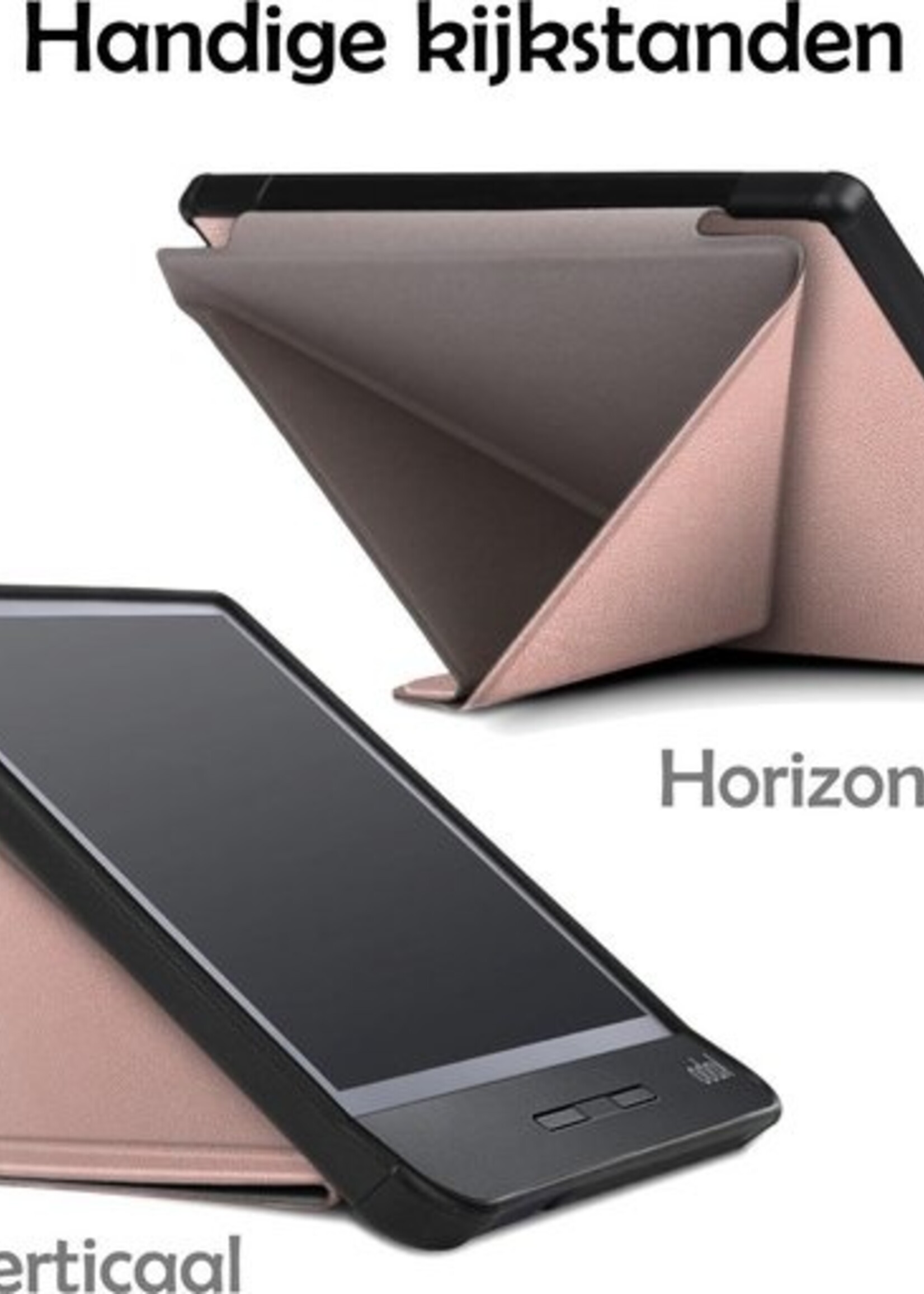 LUQ Hoesje Geschikt voor Kobo Libra H2O Hoes Bescherm Hoesje Case Luxe Sleep Cover - Rosé Goud