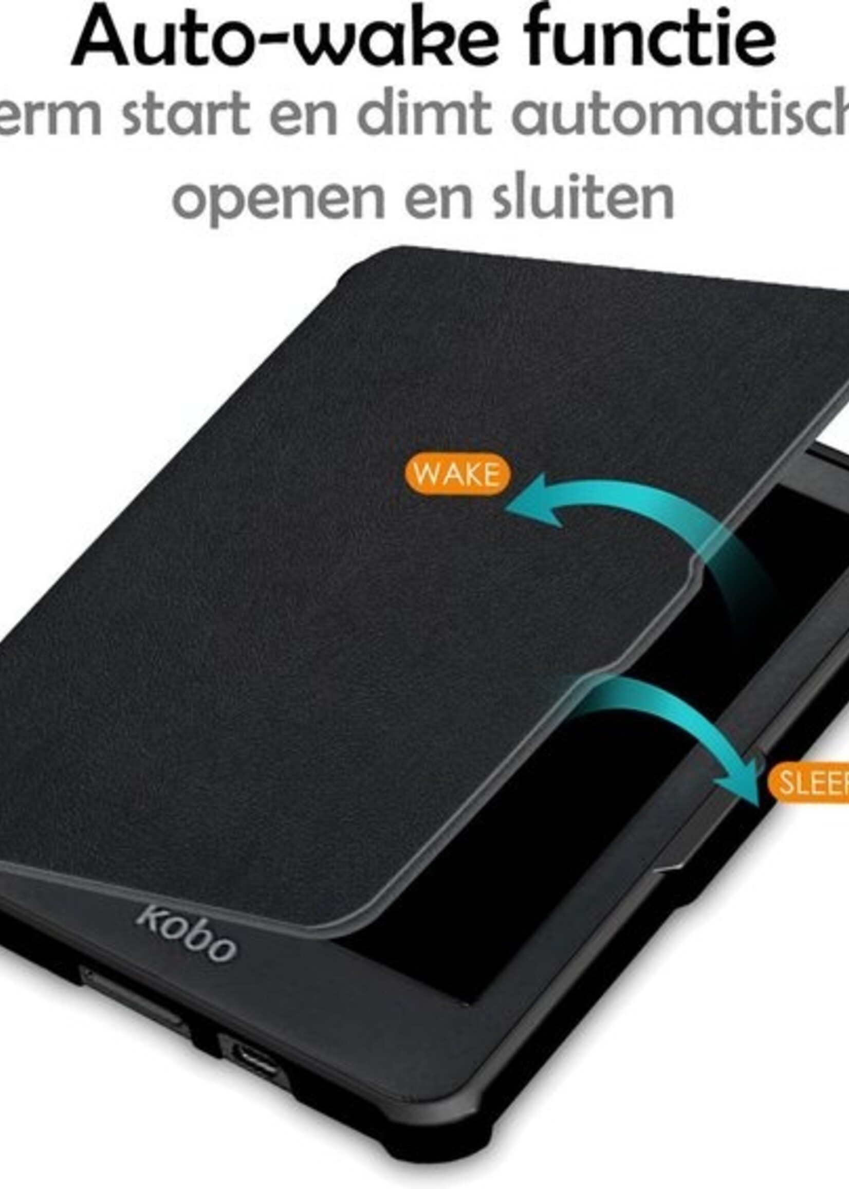 LUQ Hoesje Geschikt voor Kobo Clara HD Hoes Bescherm Hoesje Case Luxe Sleep Cover - Zwart