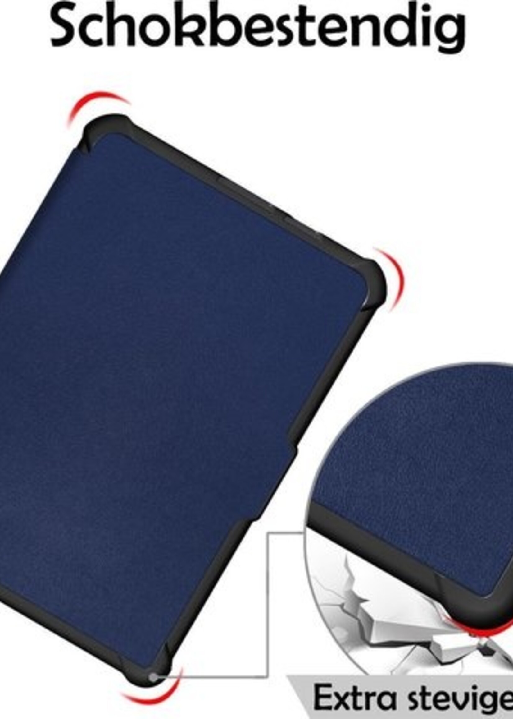 LUQ Hoesje Geschikt voor Kobo Clara HD Hoes Bescherm Hoesje Case Luxe Sleep Cover - Donkerblauw
