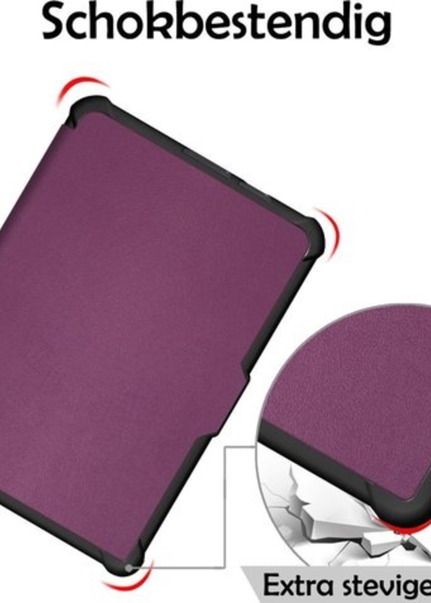 LUQ Hoesje Geschikt voor Kobo Clara HD Hoes Bescherm Hoesje Case Luxe Sleep Cover - Paars