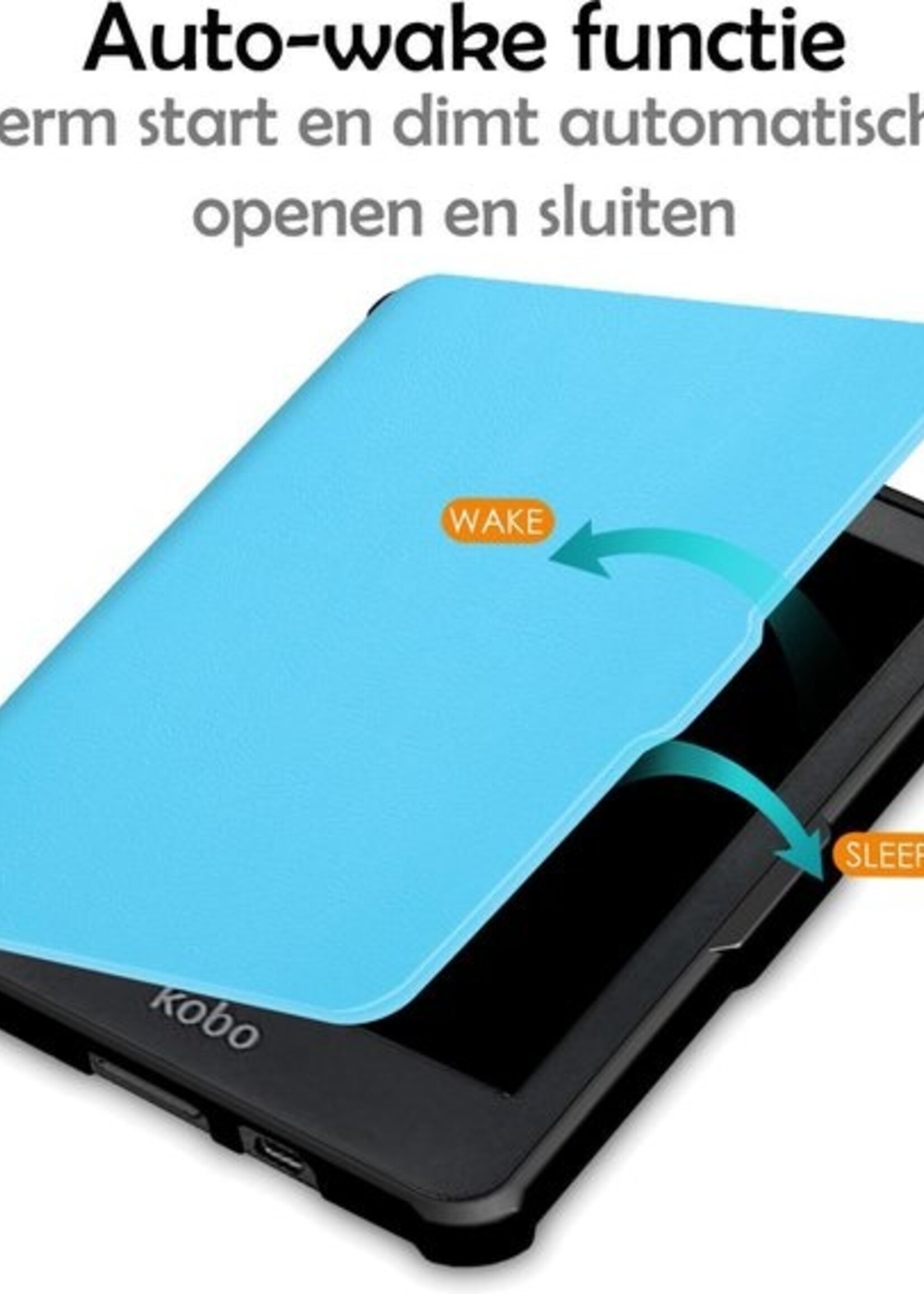LUQ Hoesje Geschikt voor Kobo Clara HD Hoes Bescherm Hoesje Case Luxe Sleep Cover - Lichtblauw