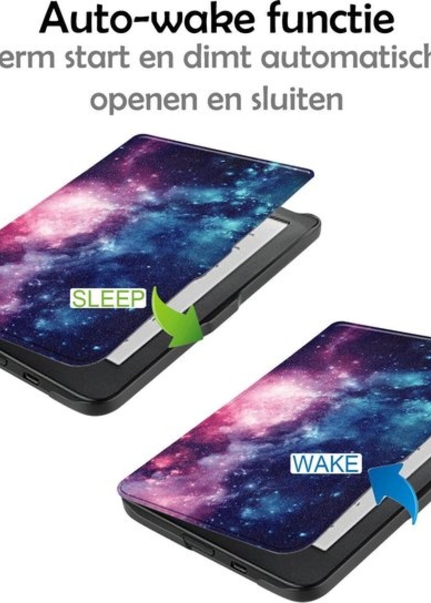 LUQ Hoesje Geschikt voor Kobo Clara HD Hoes Bescherm Hoesje Case Luxe Sleep Cover - Galaxy