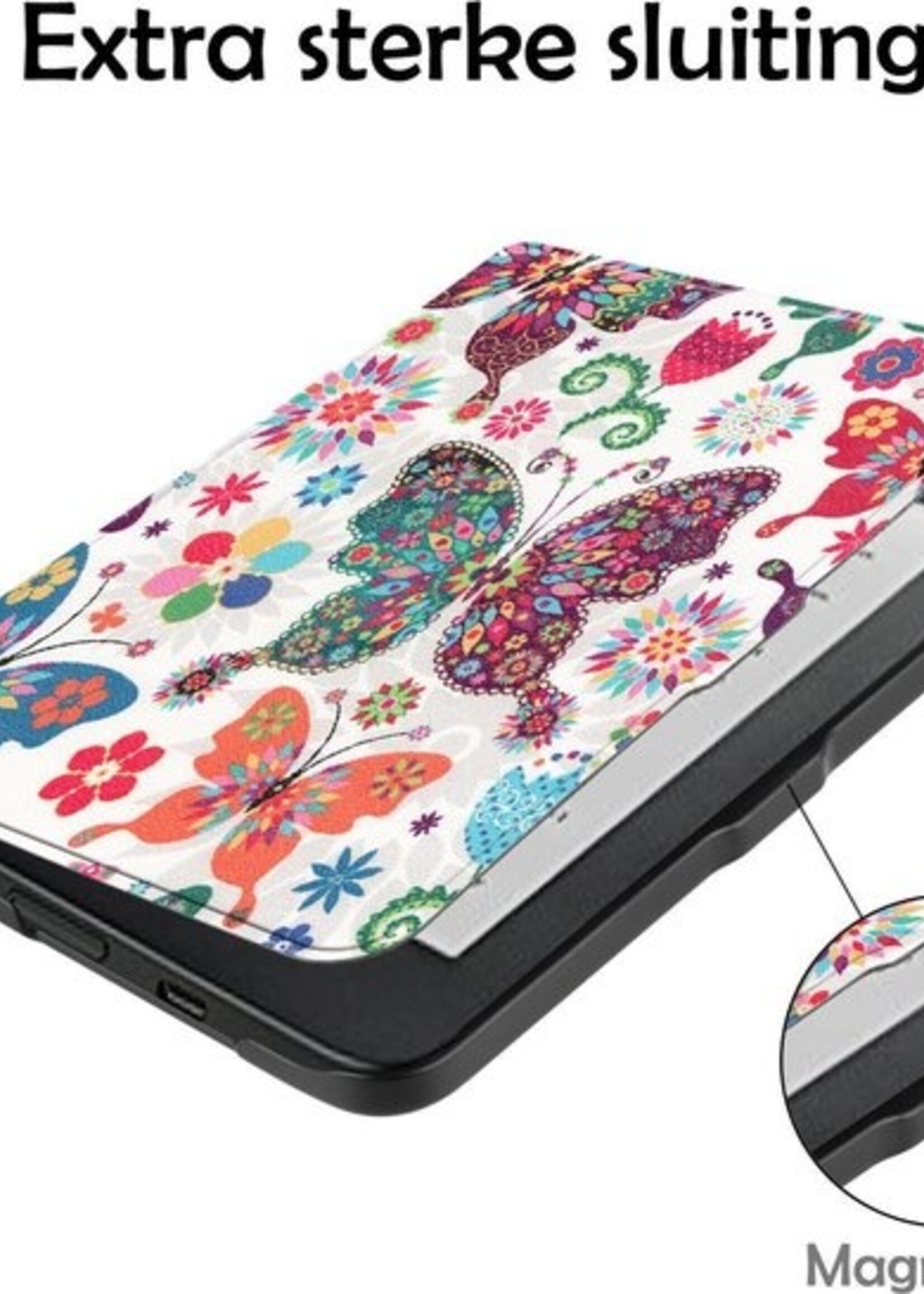 LUQ Hoesje Geschikt voor Kobo Clara HD Hoes Bescherm Hoesje Case Luxe Sleep Cover - Vlinders