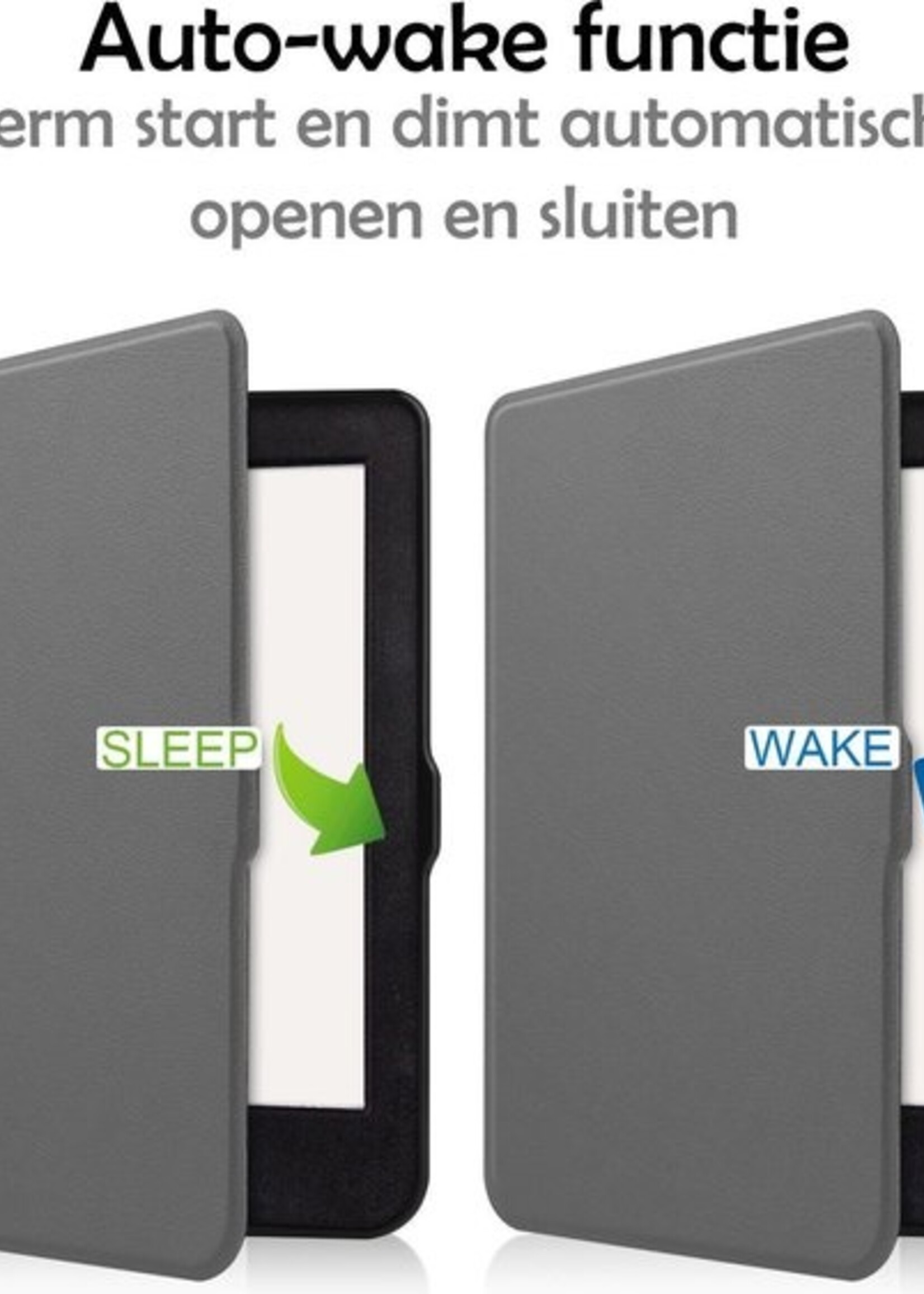 LUQ Hoesje Geschikt voor Kobo Nia Hoes Bescherm Hoesje Case Luxe Sleep Cover - Grijs