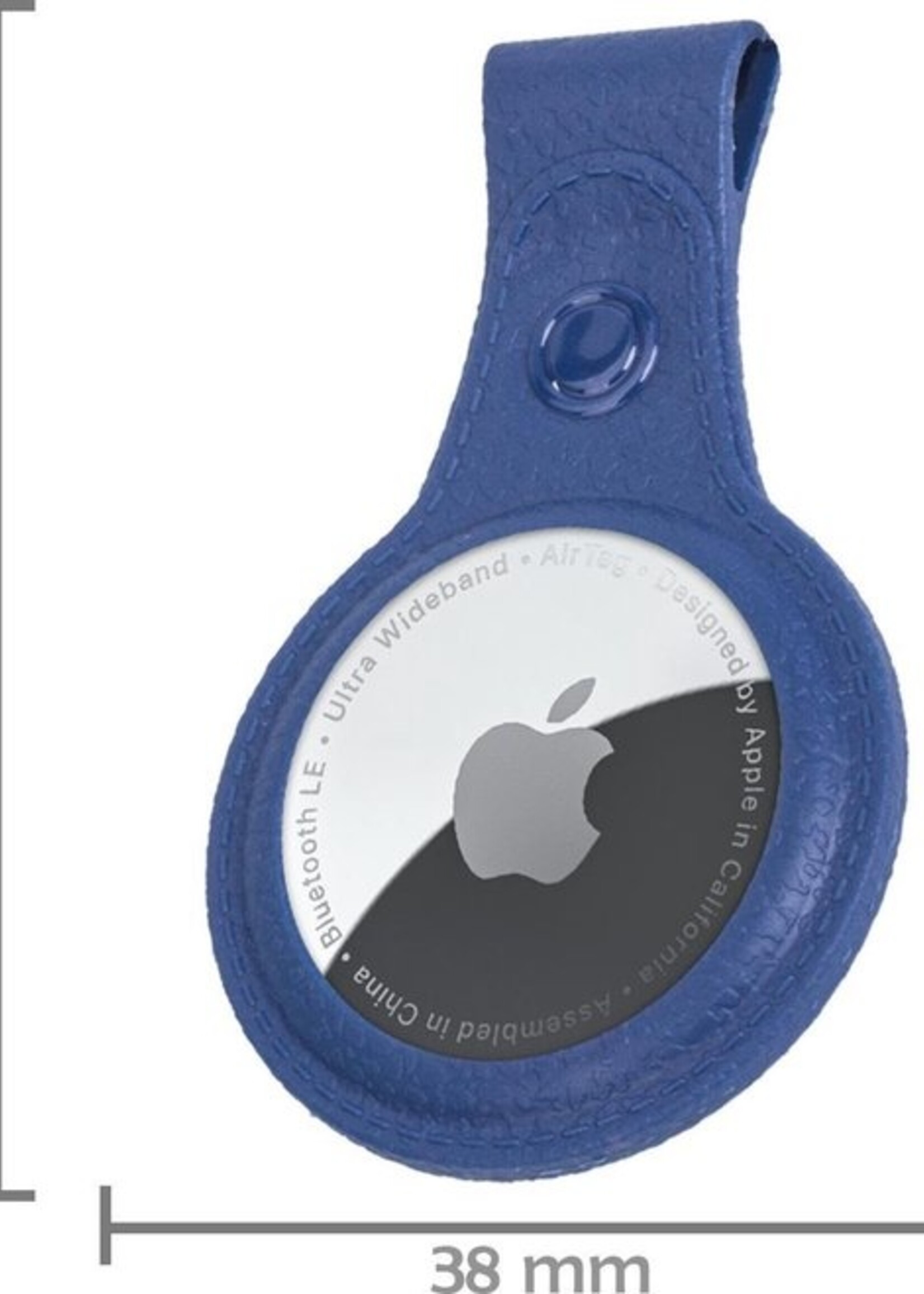 LUQ Hoesje Geschikt voor Apple AirTag Sleutelhanger Hoes - Hoesje Geschikt voor Apple AirTag Hoesje Hanger Case Leder Look Sleutelhanger - Donkerblauw