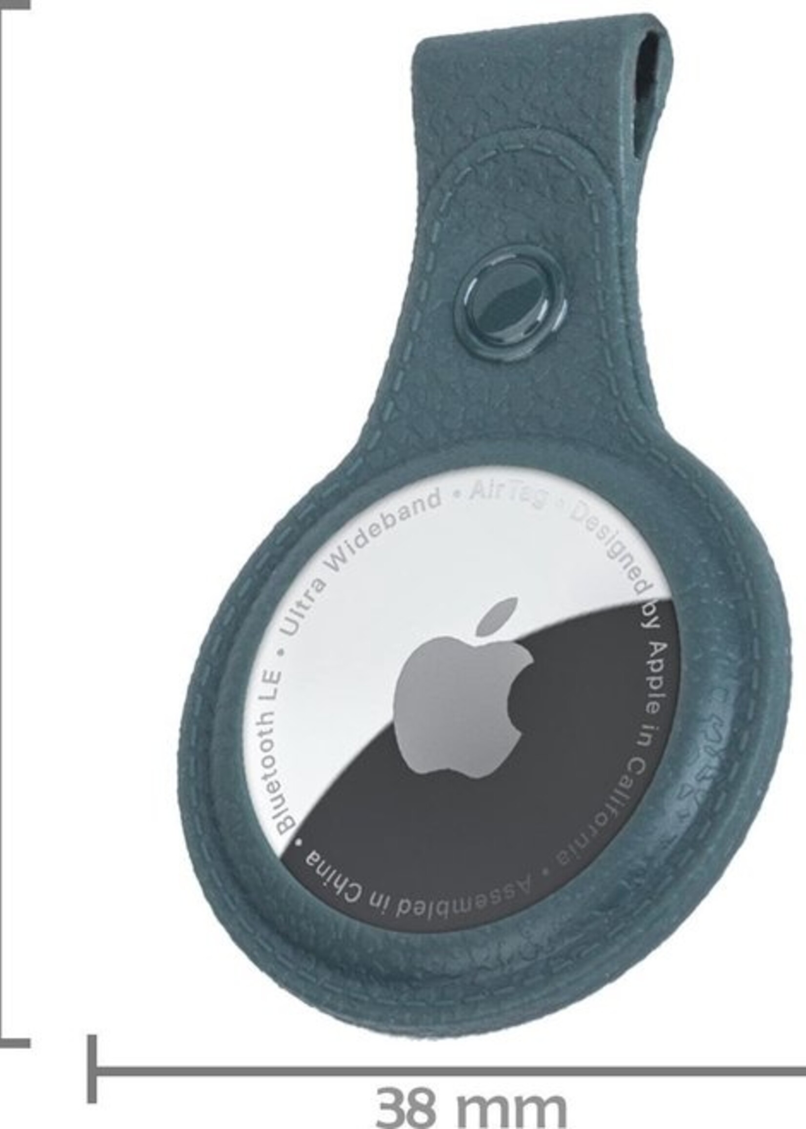 LUQ Hoesje Geschikt voor Apple AirTag Sleutelhanger Hoes - Hoesje Geschikt voor Apple AirTag Hoesje Hanger Case Leder Look Sleutelhanger - Donkergroen