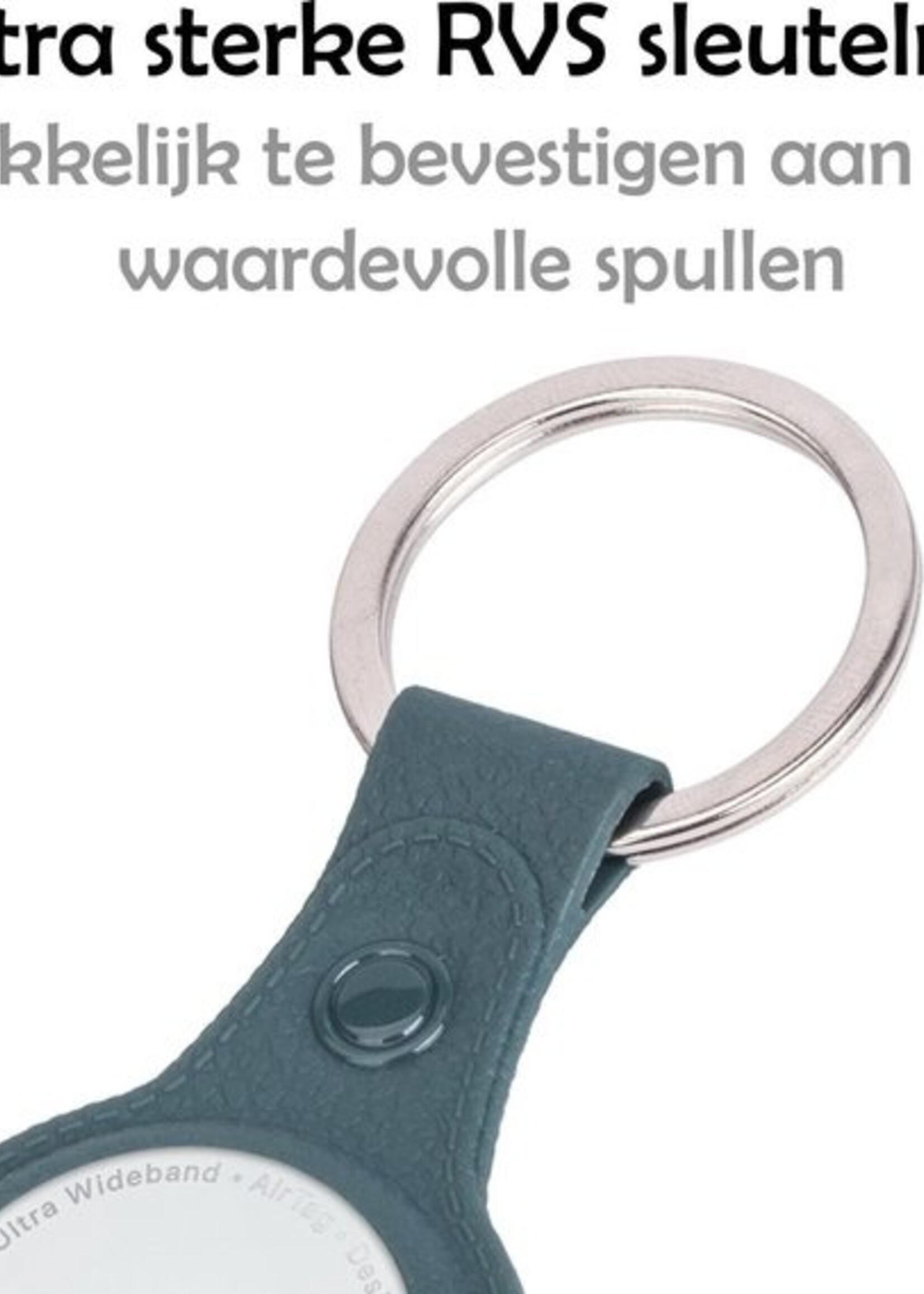 LUQ Hoesje Geschikt voor Apple AirTag Sleutelhanger Hoes - Hoesje Geschikt voor Apple AirTag Hoesje Hanger Case Leder Look Sleutelhanger - Donkergroen - 2 Stuks