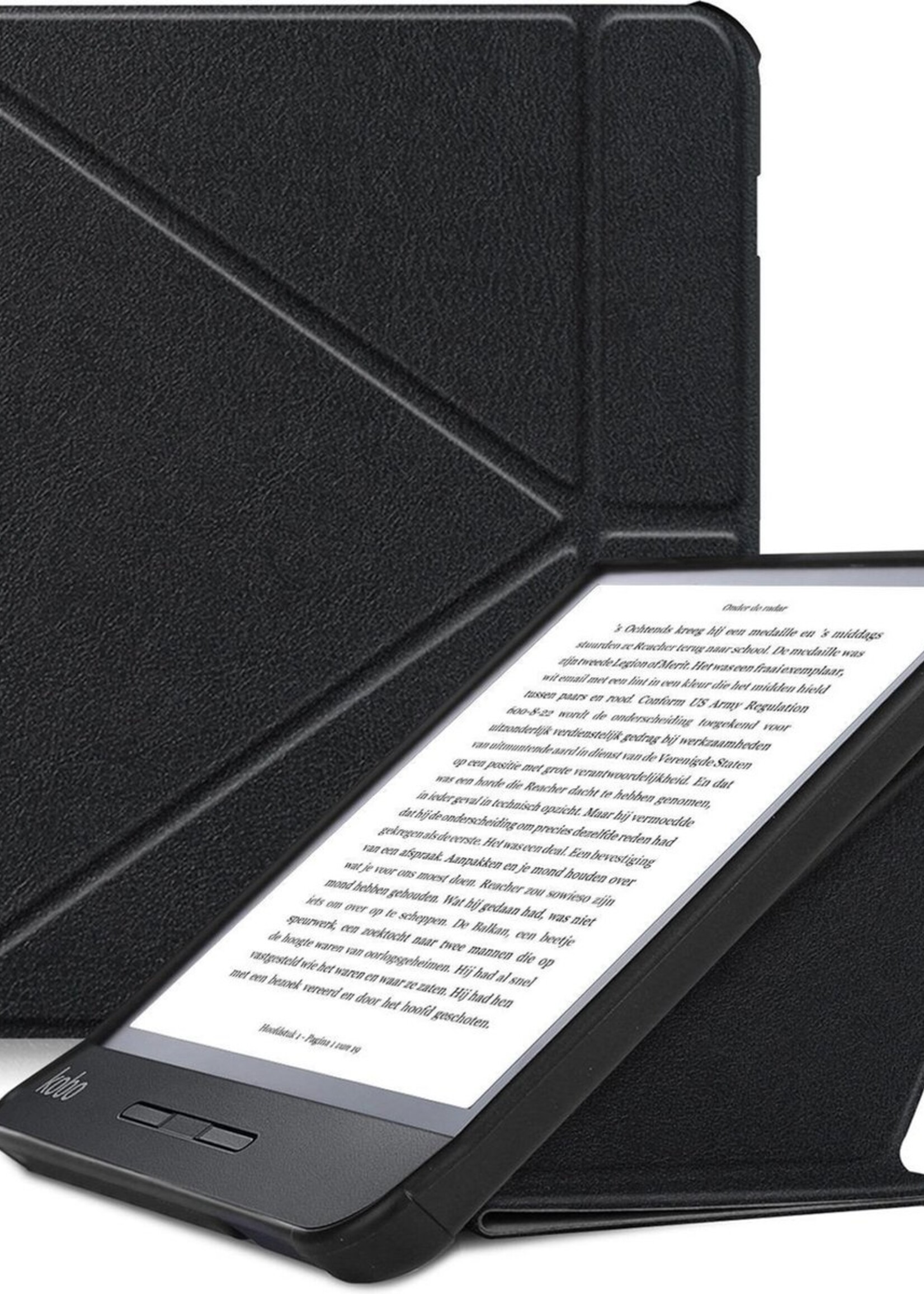 LUQ Hoesje Geschikt voor Kobo Libra H2O Hoes Bescherm Hoesje Case Luxe Sleep Cover - Zwart