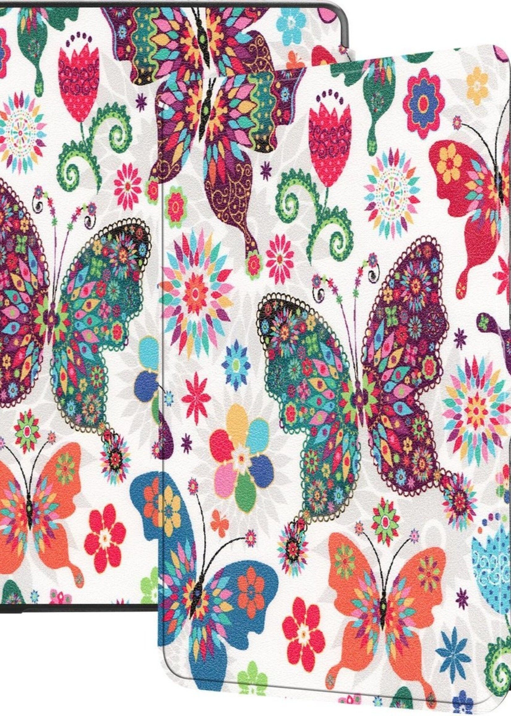 LUQ Hoesje Geschikt voor Kobo Clara HD Hoes Bescherm Hoesje Case Luxe Sleep Cover - Vlinders