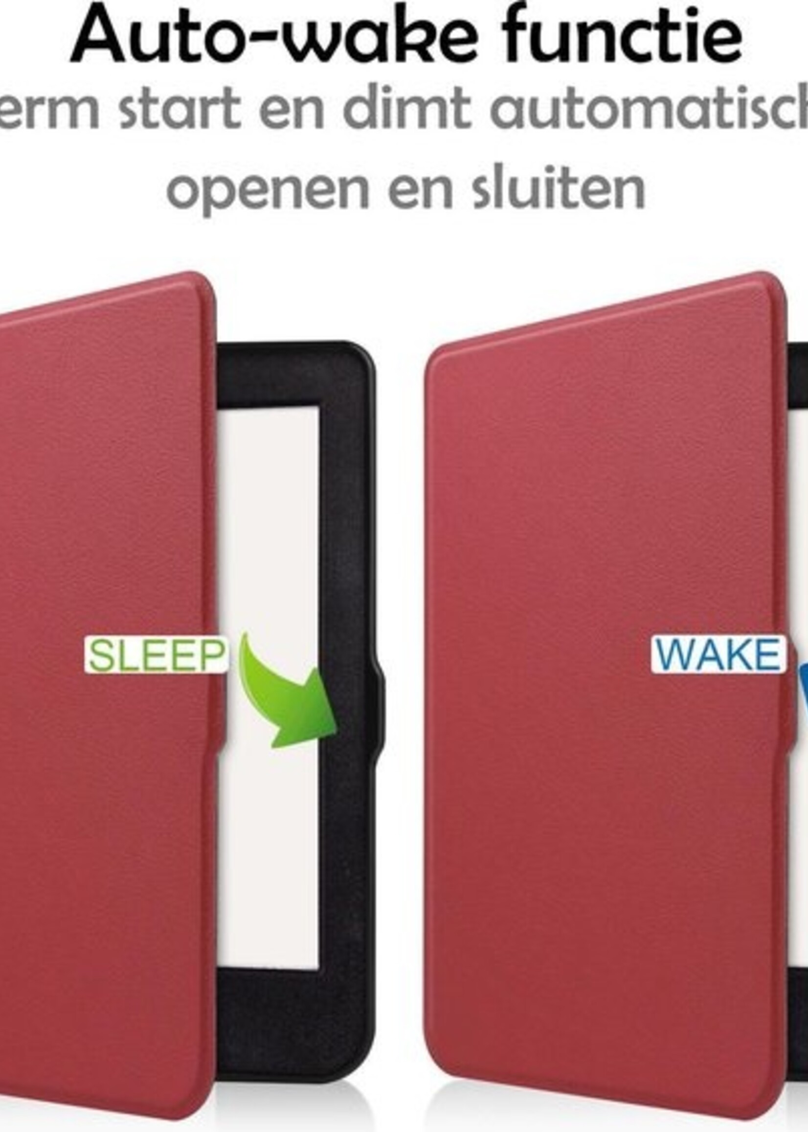 LUQ Hoesje Geschikt voor Kobo Nia Hoes Bescherm Hoesje Case Luxe Sleep Cover - Donderrood