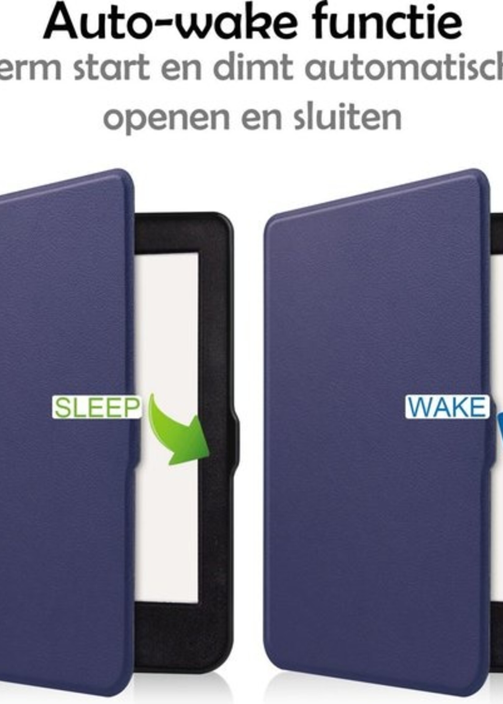LUQ Hoesje Geschikt voor Kobo Nia Hoes Bescherm Hoesje Case Luxe Sleep Cover - Donkerblauw