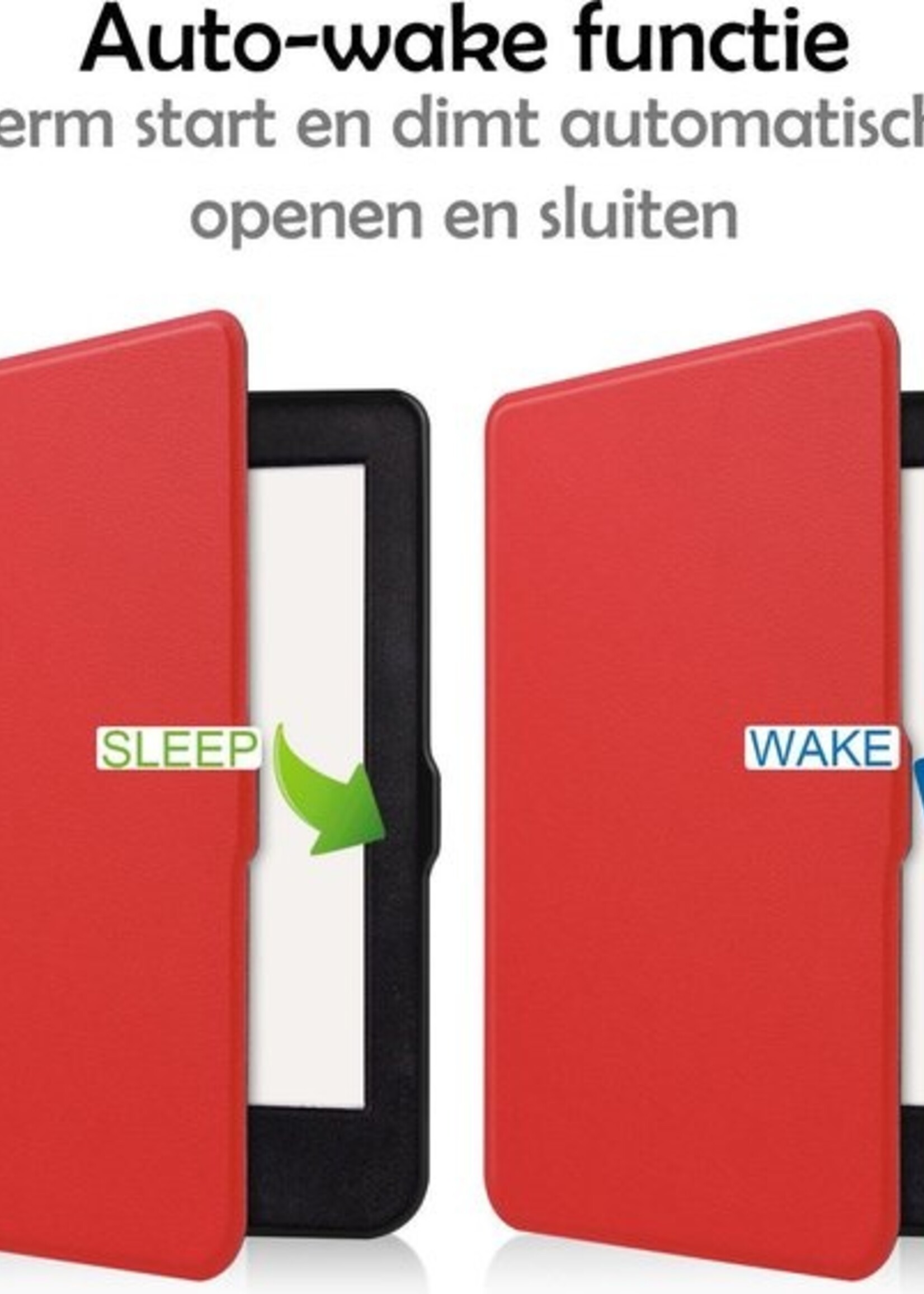 LUQ Hoesje Geschikt voor Kobo Nia Hoes Bescherm Hoesje Case Luxe Sleep Cover - Rood