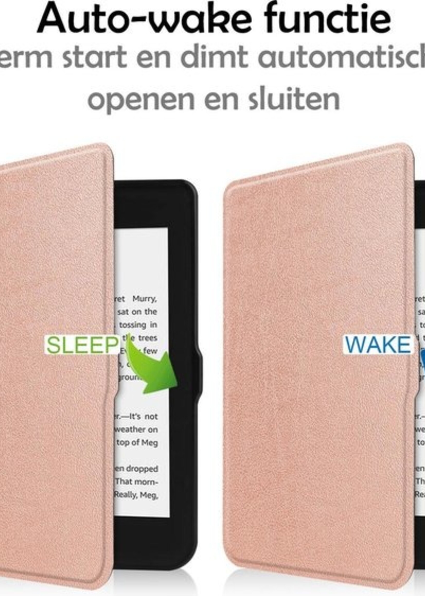 LUQ Hoesje Geschikt voor Kobo Nia Hoes Bescherm Hoesje Case Luxe Sleep Cover - Rosé Goud