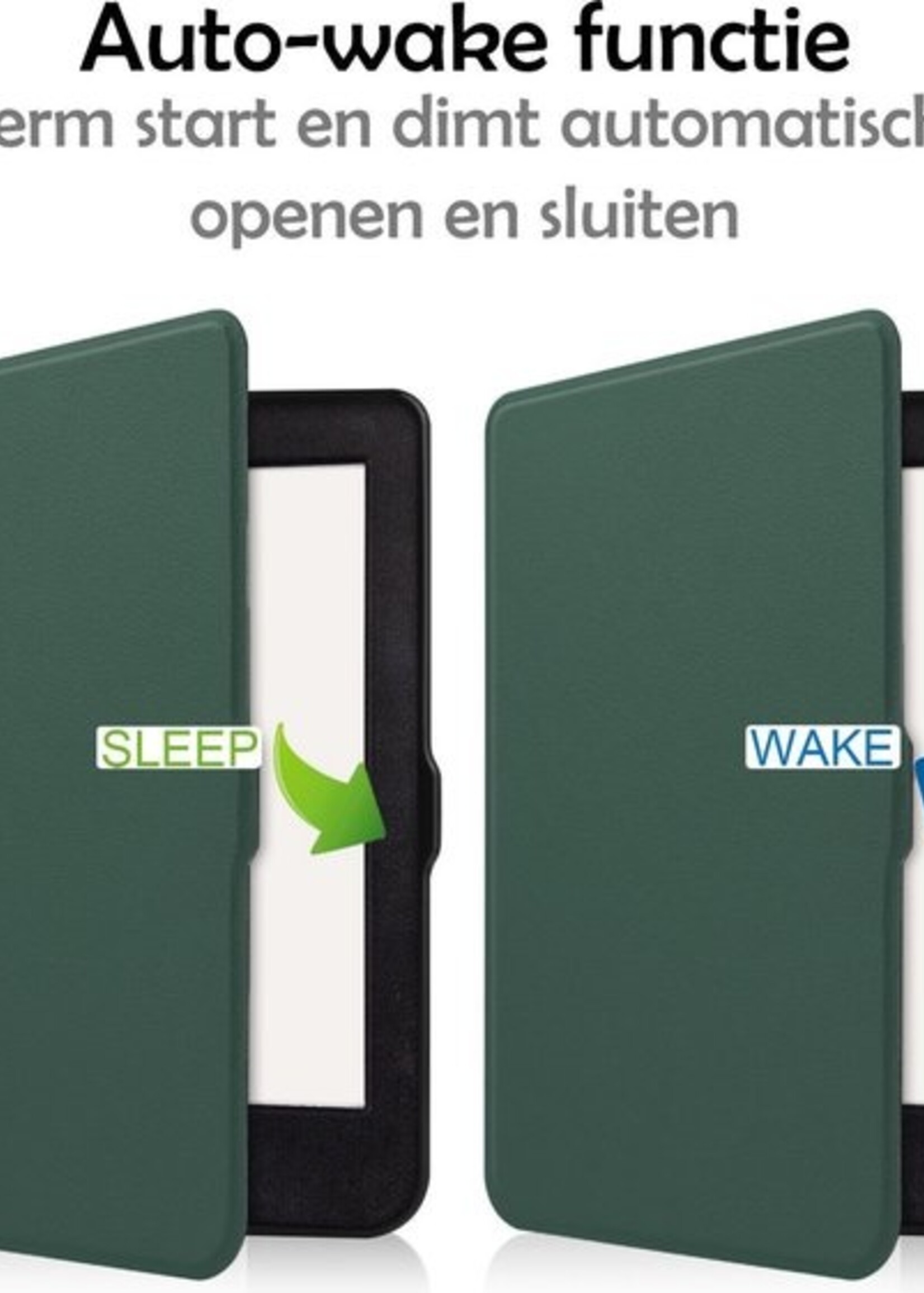 LUQ Hoesje Geschikt voor Kobo Nia Hoes Bescherm Hoesje Case Luxe Sleep Cover - Donkergroen