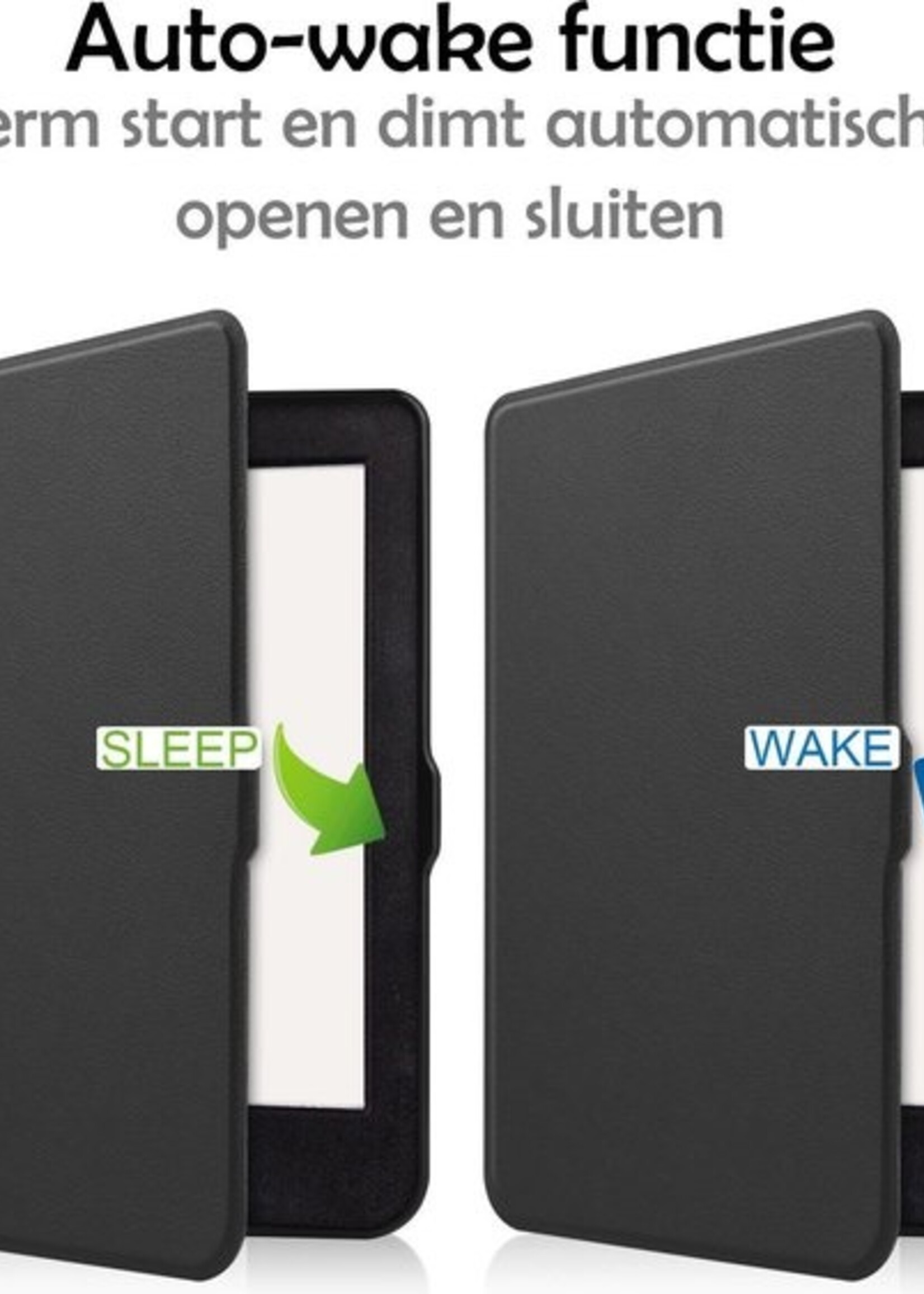 LUQ Hoesje Geschikt voor Kobo Nia Hoes Bescherm Hoesje Case Luxe Sleep Cover - Zwart