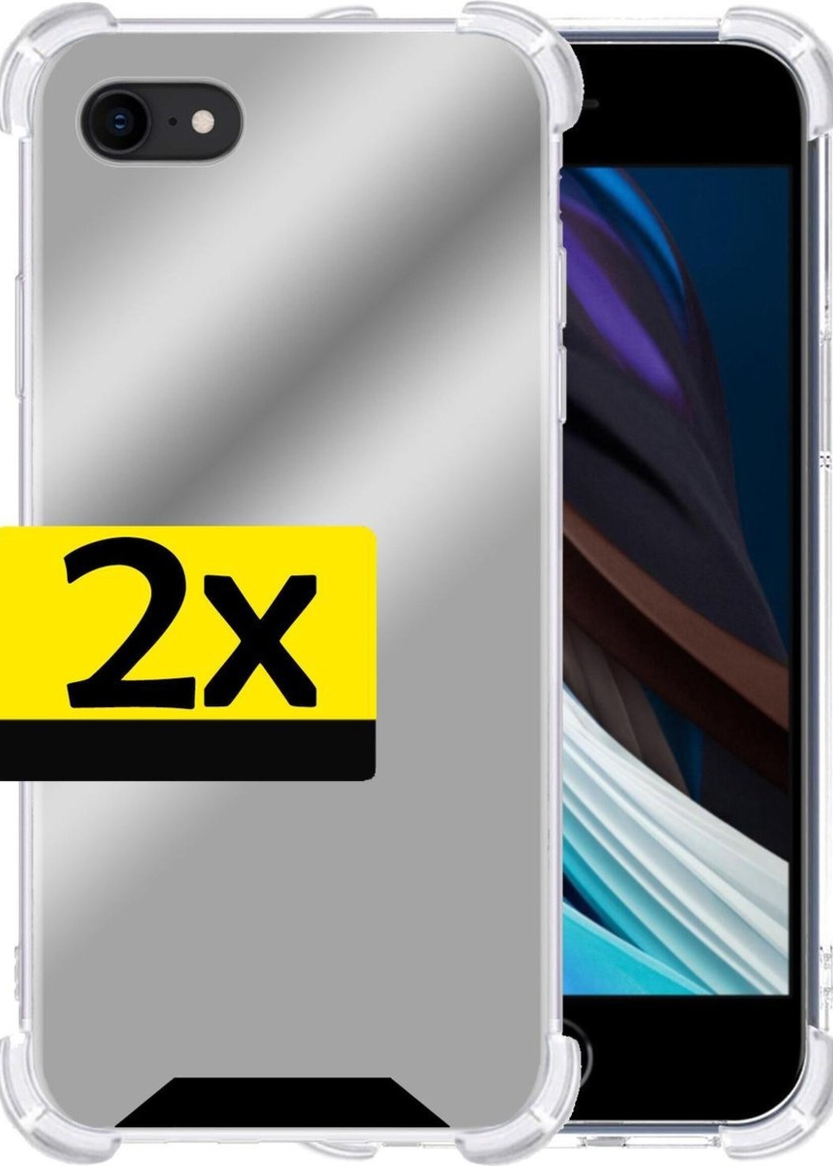 LUQ Hoesje Geschikt voor iPhone 7 Hoesje Shockproof Case Siliconen - Hoes Geschikt voor iPhone 7 Hoes Cover Siliconen - Zilver - 2 Stuks