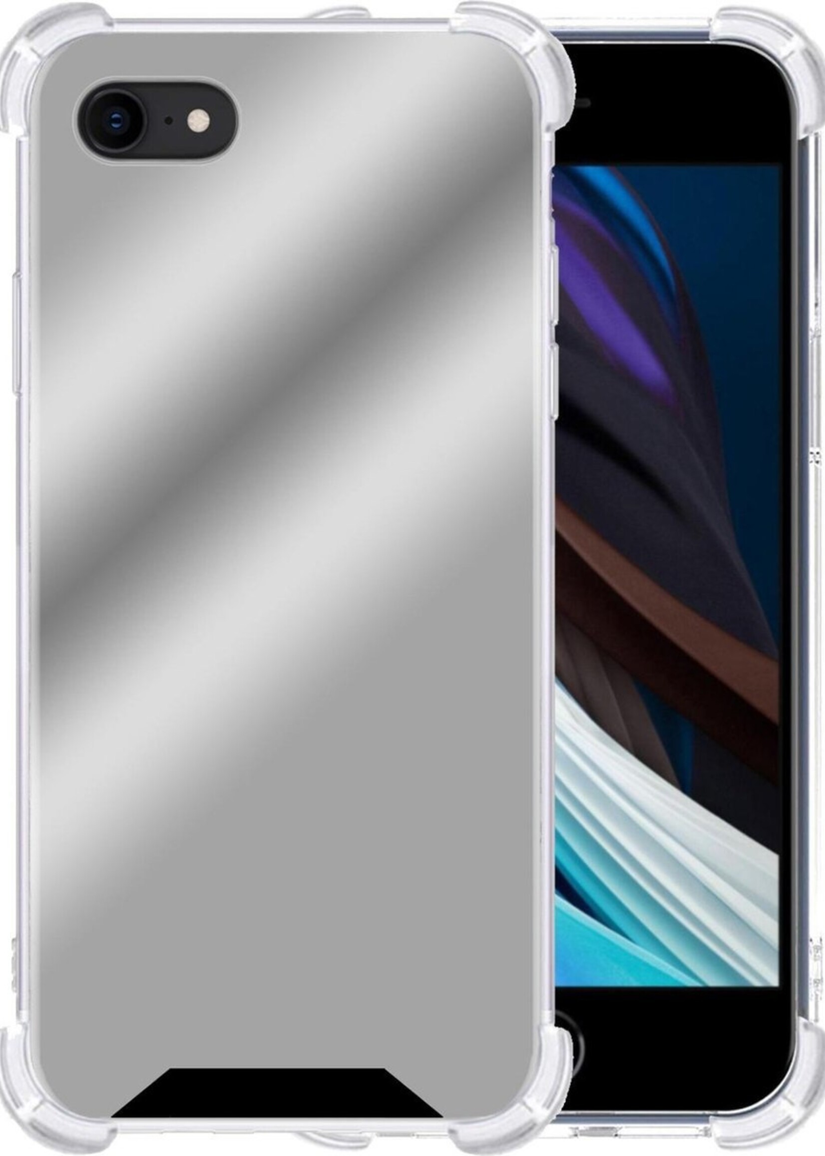 LUQ Hoesje Geschikt voor iPhone 8 Hoesje Shockproof Case Siliconen - Hoes Geschikt voor iPhone 8 Hoes Cover Siliconen - Zilver