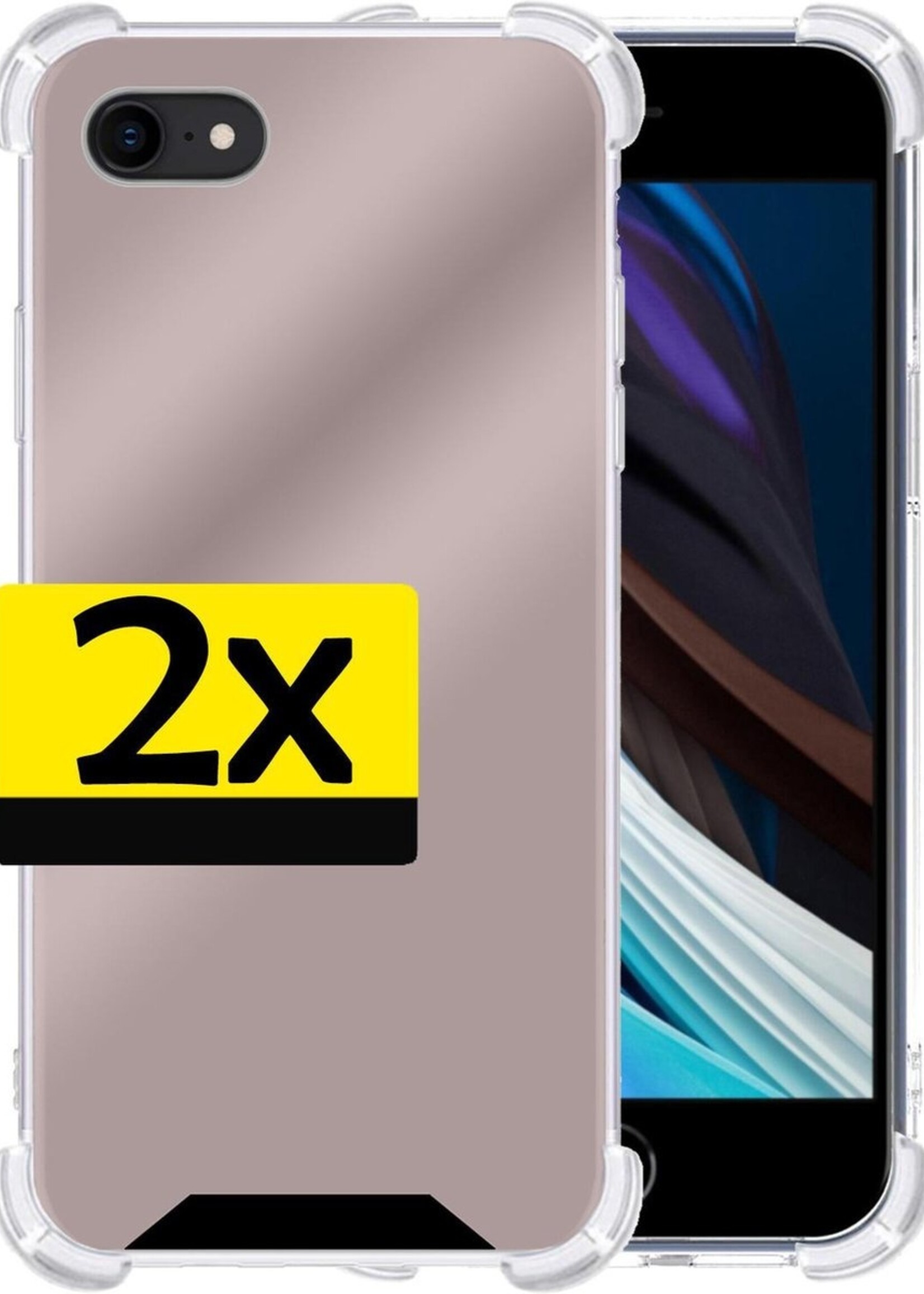 LUQ Hoesje Geschikt voor iPhone 8 Hoesje Shockproof Case Siliconen - Hoes Geschikt voor iPhone 8 Hoes Cover Siliconen - Rosé goud - 2 Stuks
