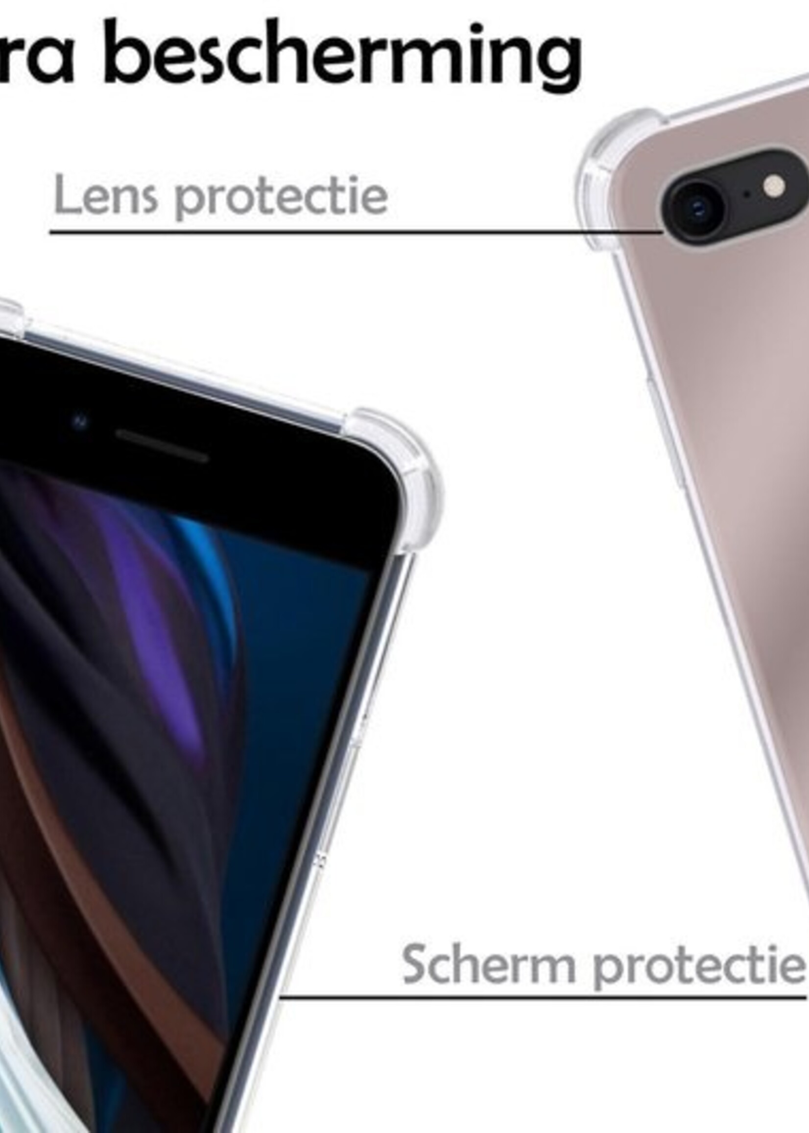 LUQ Hoesje Geschikt voor iPhone 8 Hoesje Shockproof Case Siliconen - Hoes Geschikt voor iPhone 8 Hoes Cover Siliconen - Rosé goud - 2 Stuks