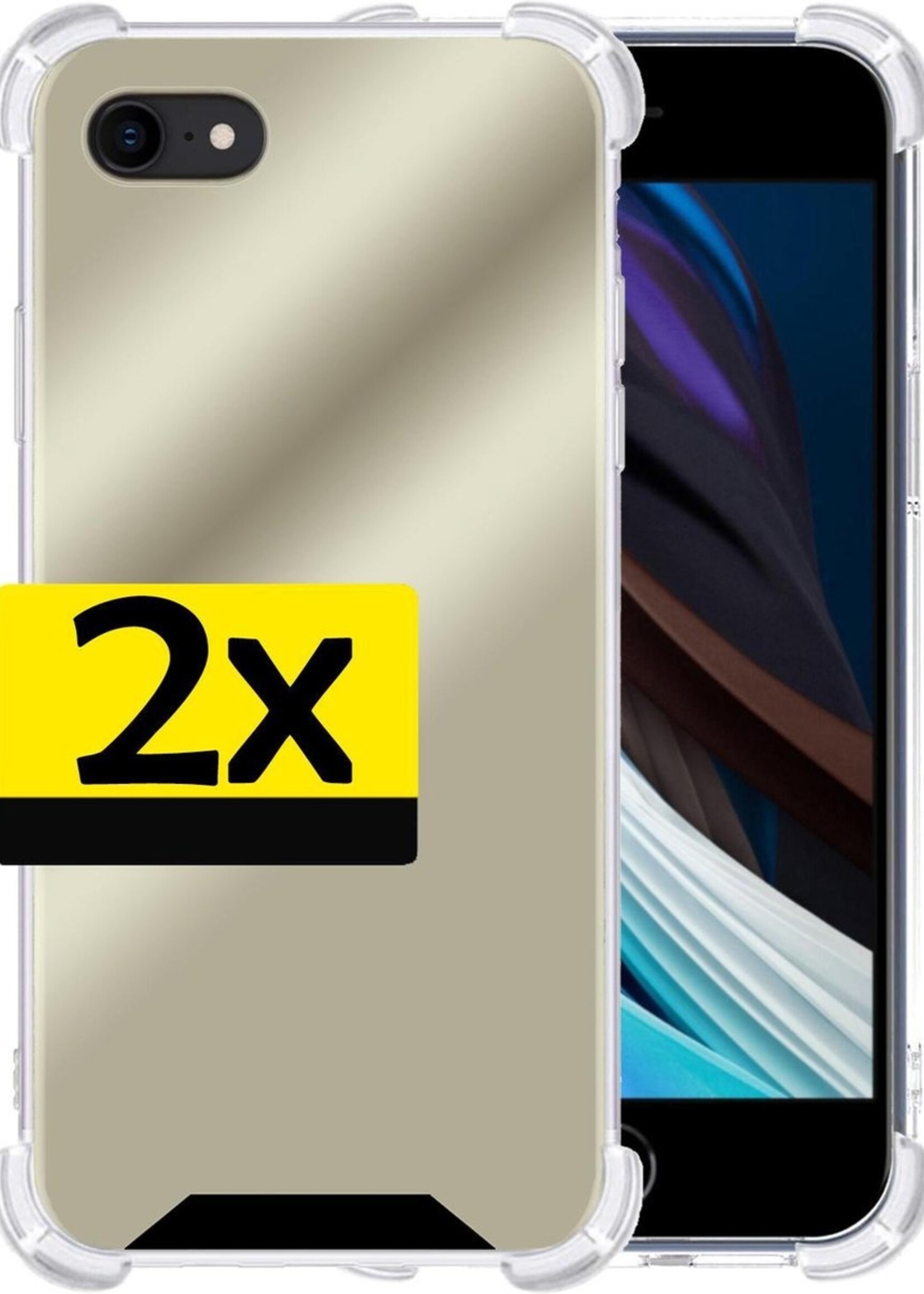 LUQ Hoesje Geschikt voor iPhone SE 2020 Hoesje Shockproof Case Siliconen - Hoes Geschikt voor iPhone SE (2020) Hoes Cover Siliconen - Goud - 2 Stuks