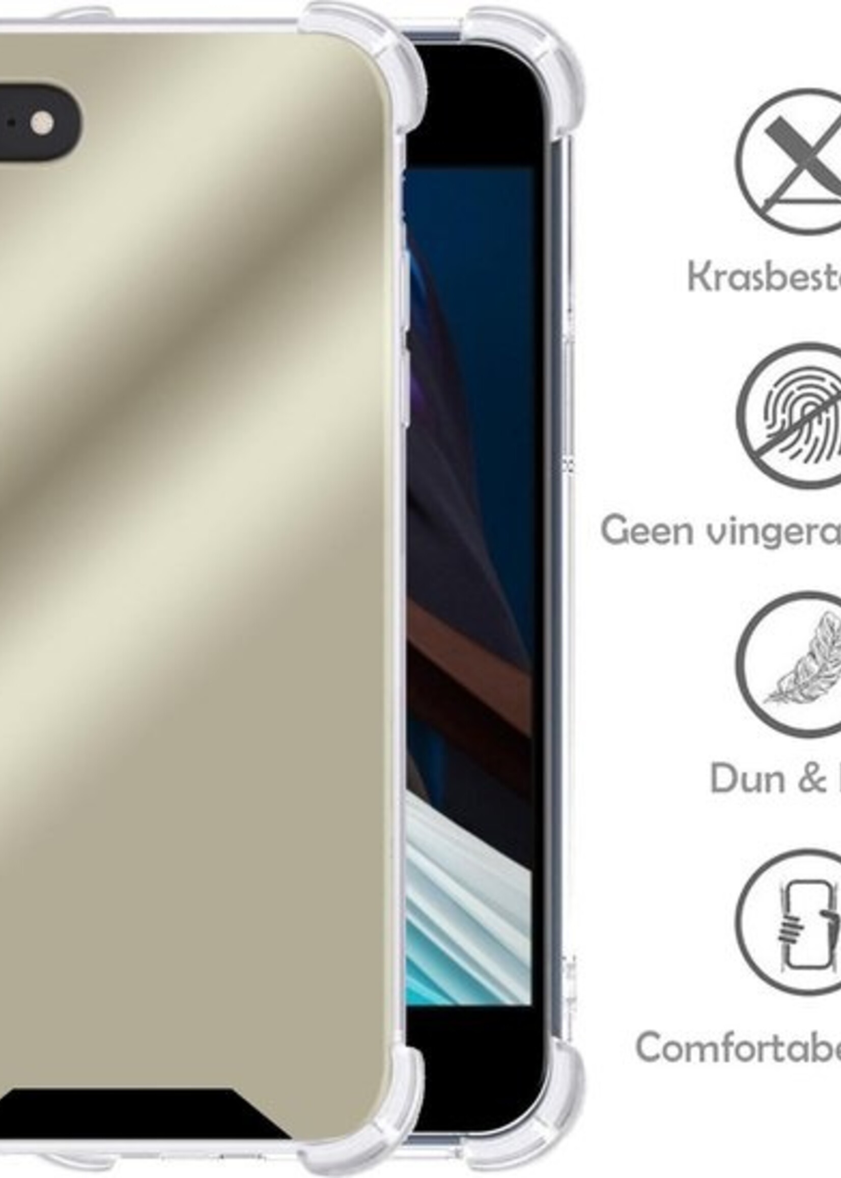 LUQ Hoesje Geschikt voor iPhone SE 2020 Hoesje Shockproof Case Siliconen - Hoes Geschikt voor iPhone SE (2020) Hoes Cover Siliconen - Goud - 2 Stuks