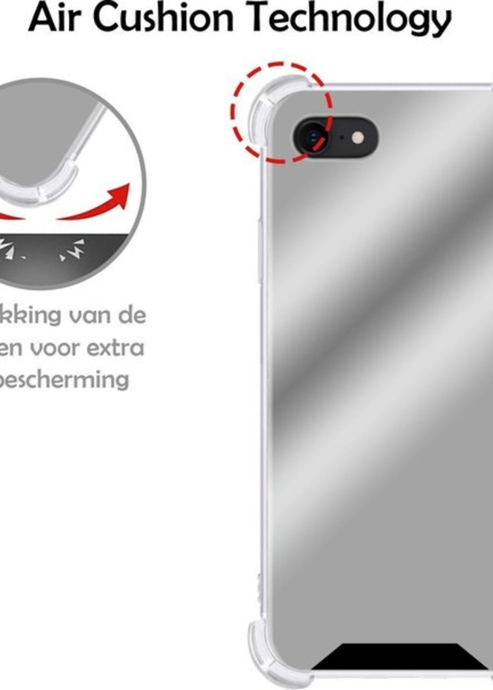 LUQ Hoesje Geschikt voor iPhone 7 Hoesje Shockproof Case Siliconen Met Screenprotector - Hoes Geschikt voor iPhone 7 Hoes Cover Siliconen - Zilver