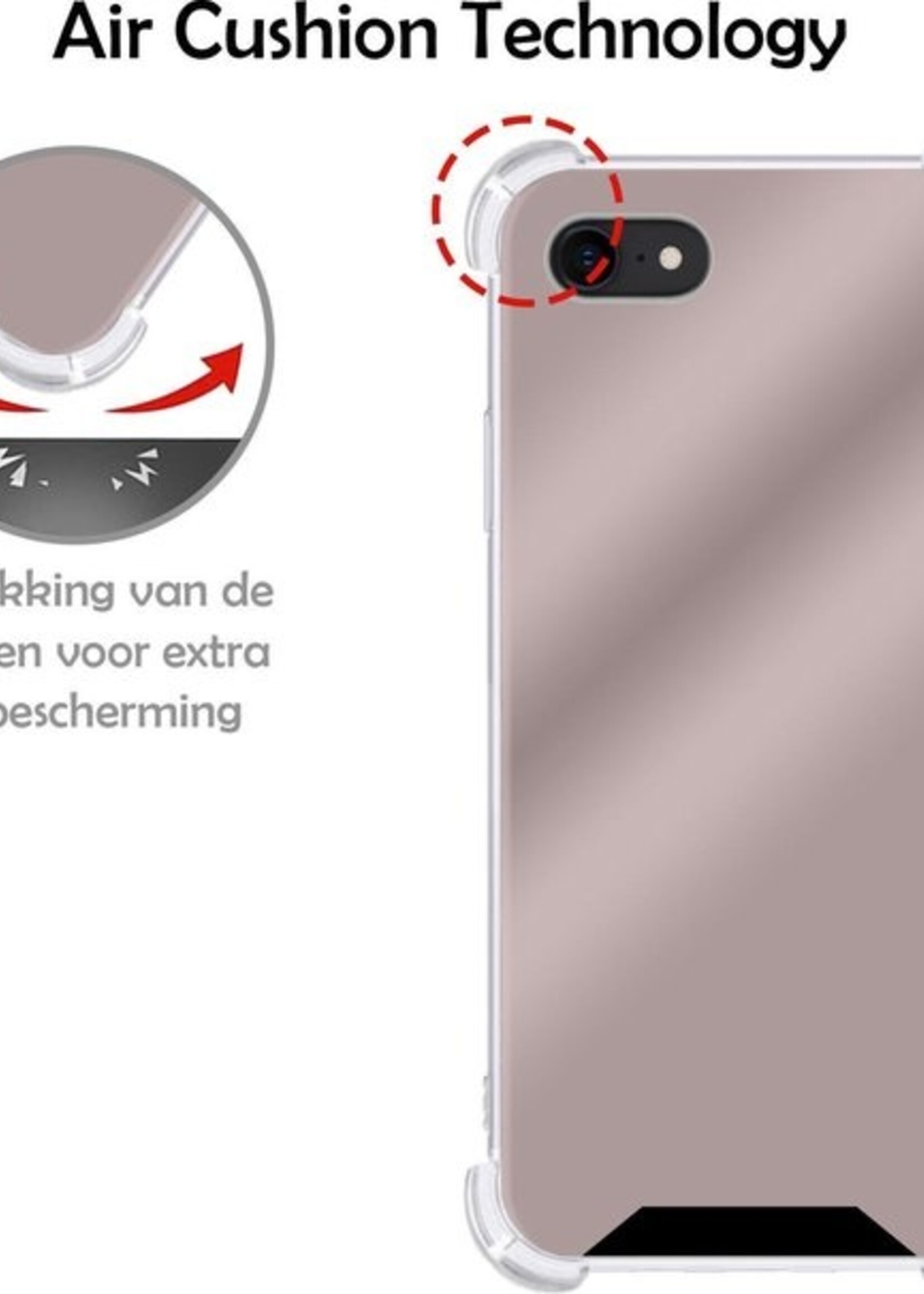 LUQ Hoesje Geschikt voor iPhone 7 Hoesje Shockproof Case Siliconen Met 2x Screenprotector - Hoes Geschikt voor iPhone 7 Hoes Cover Siliconen - Rosé goud