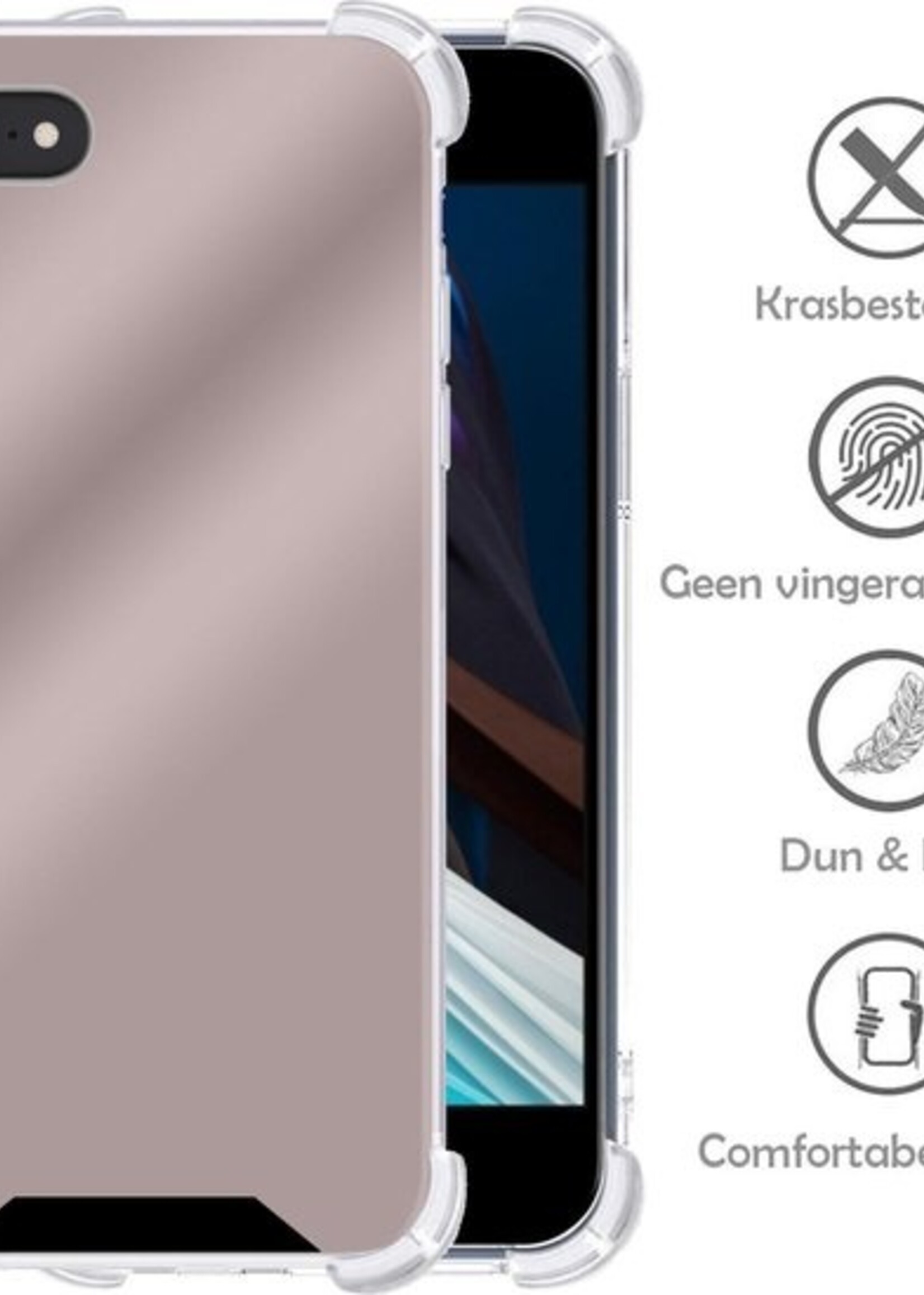 LUQ Hoesje Geschikt voor iPhone 8 Hoesje Shockproof Case Siliconen Met Screenprotector - Hoes Geschikt voor iPhone 8 Hoes Cover Siliconen - Rosé goud